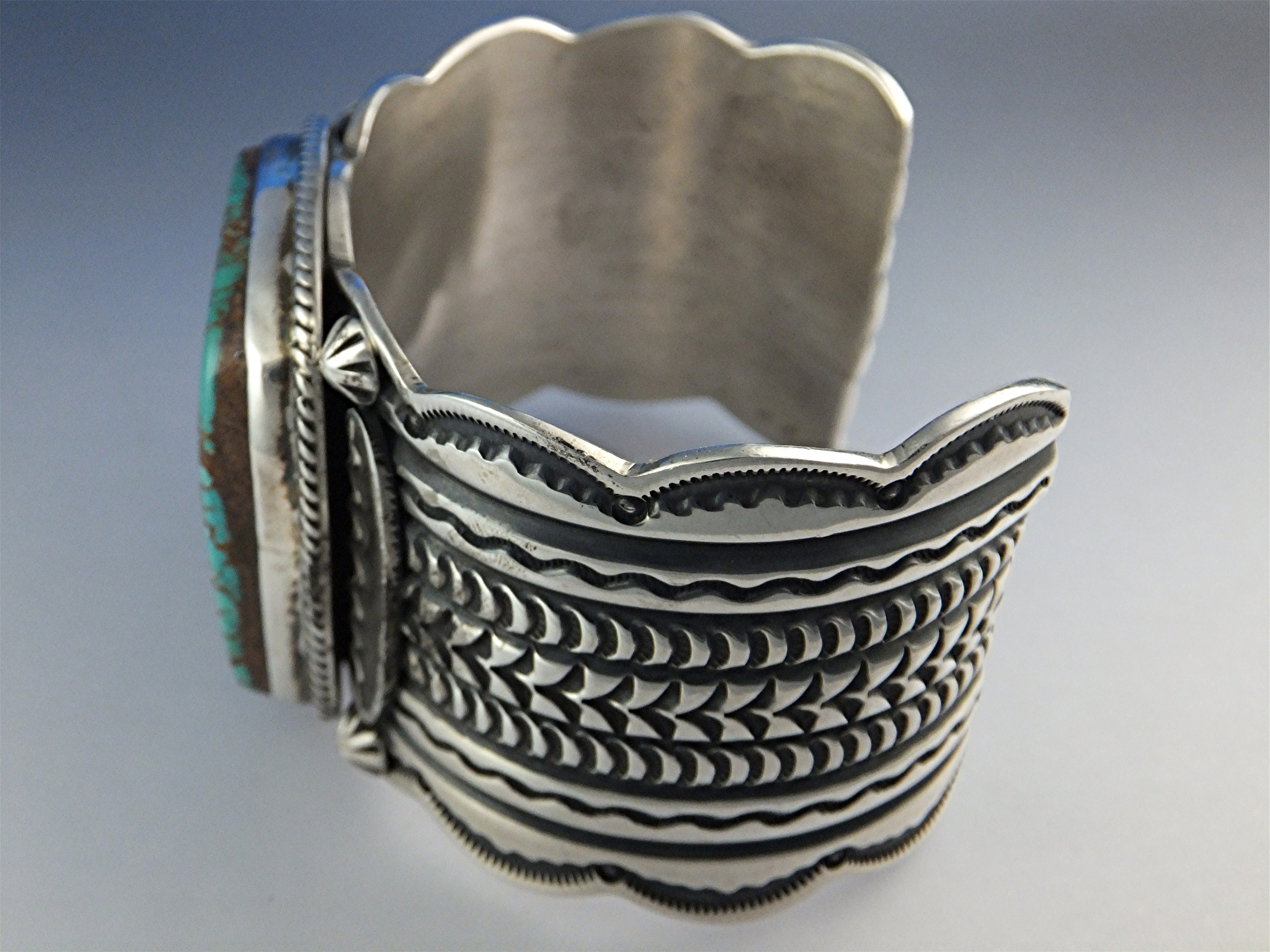Darrell Cadman Sterling Silver Kingman Turquoise Cuff