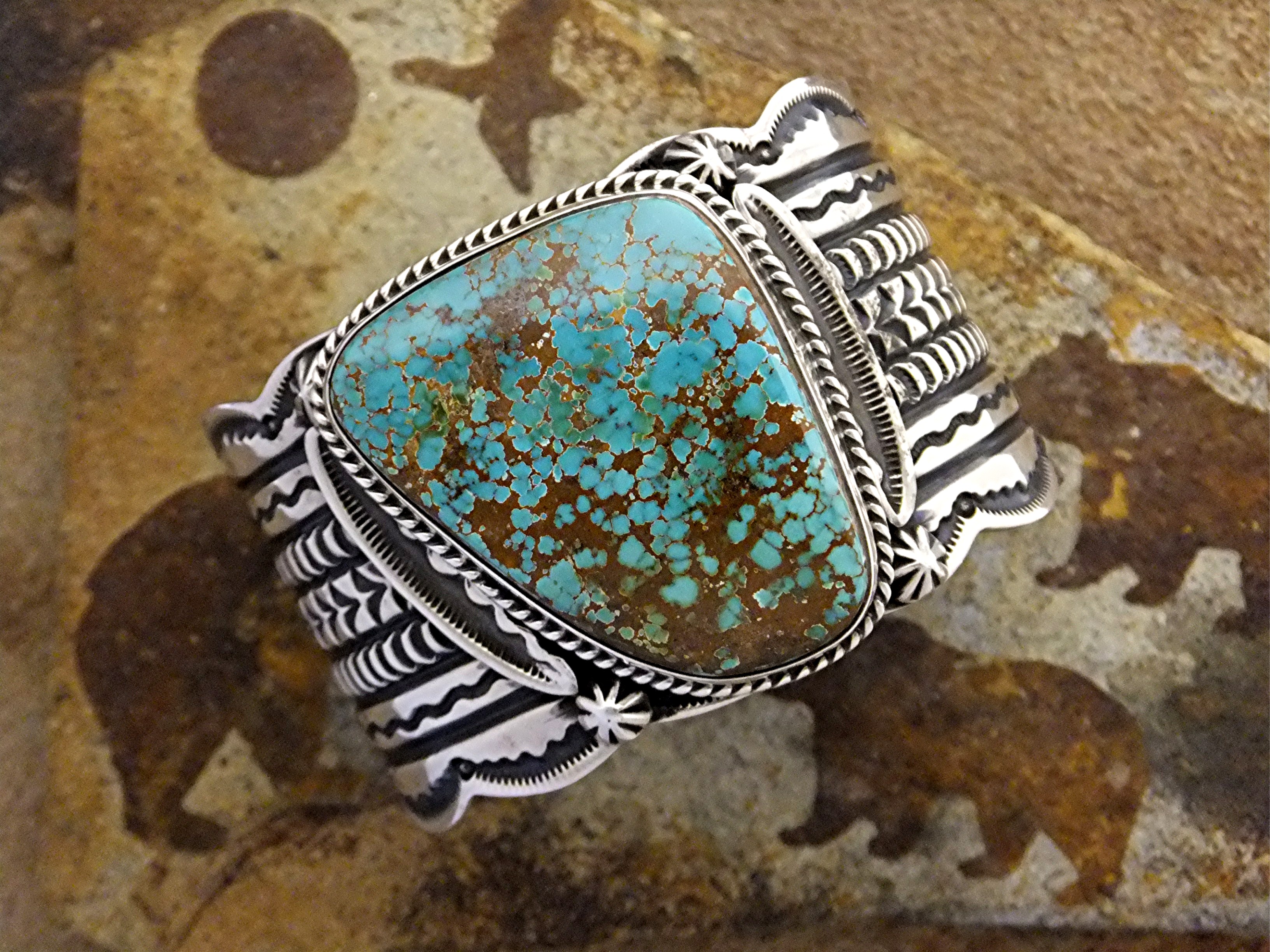 Darrell Cadman Sterling Silver Kingman Turquoise Cuff