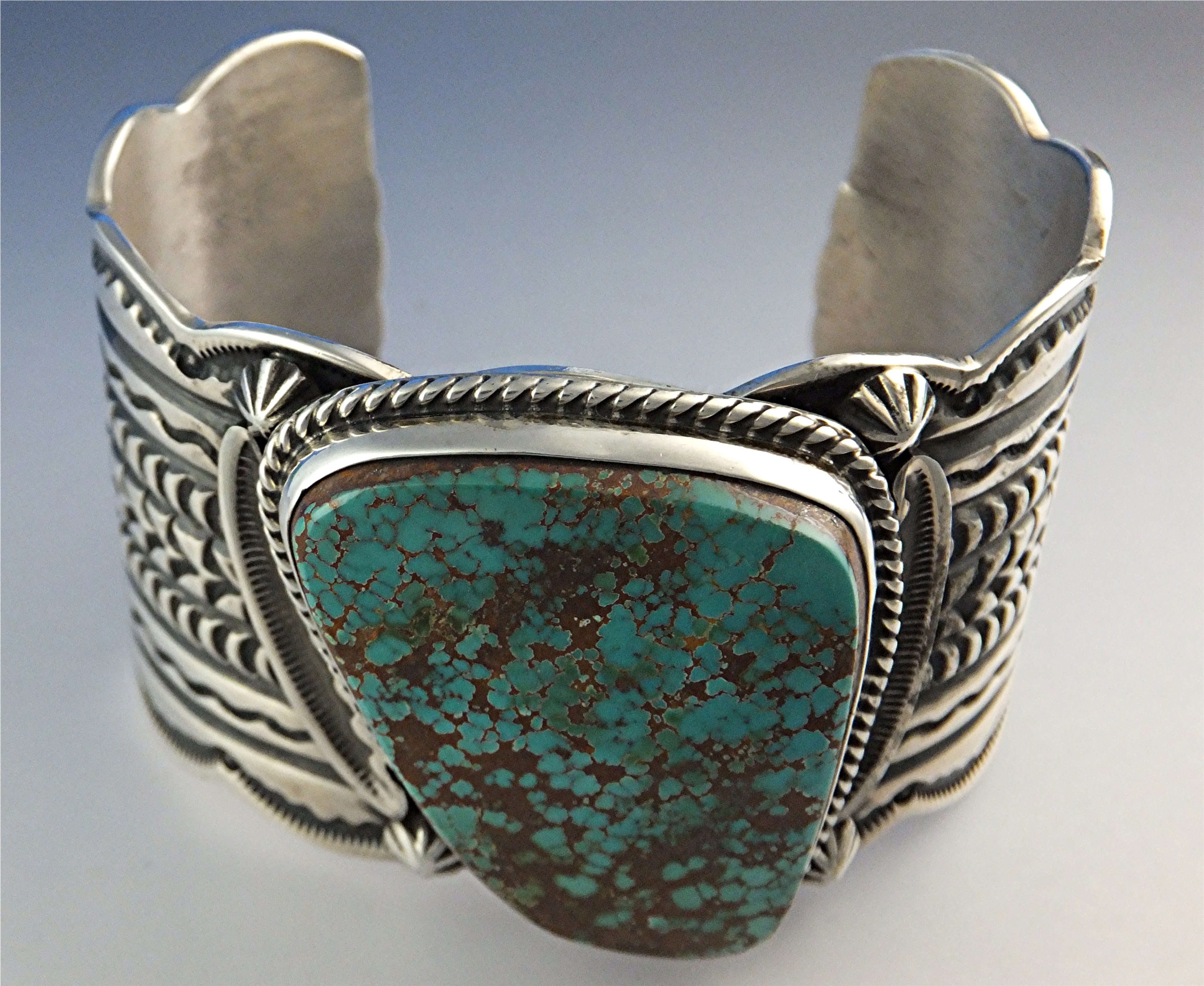 Darrell Cadman Sterling Silver Kingman Turquoise Cuff