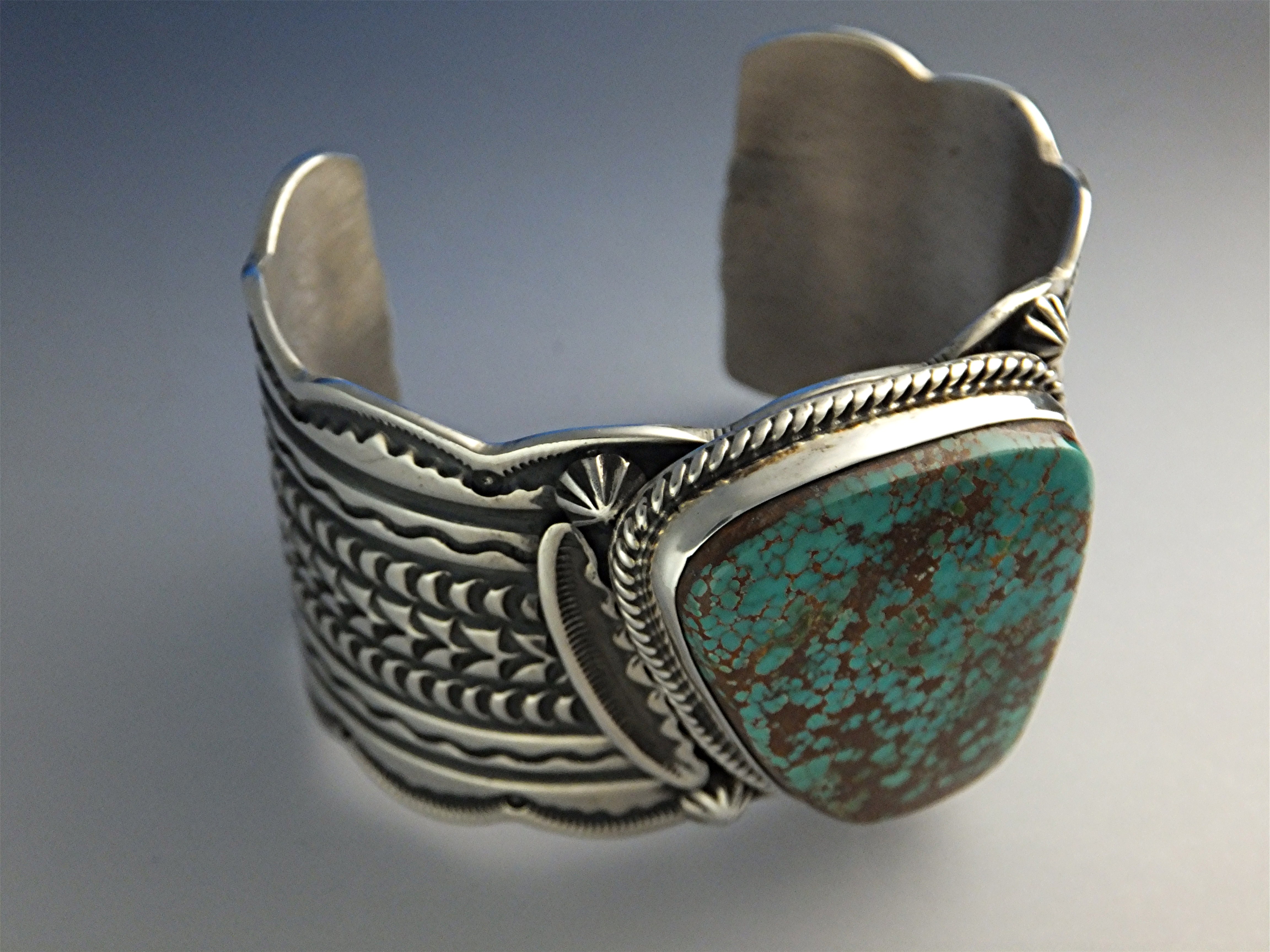 Darrell Cadman Sterling Silver Kingman Turquoise Cuff