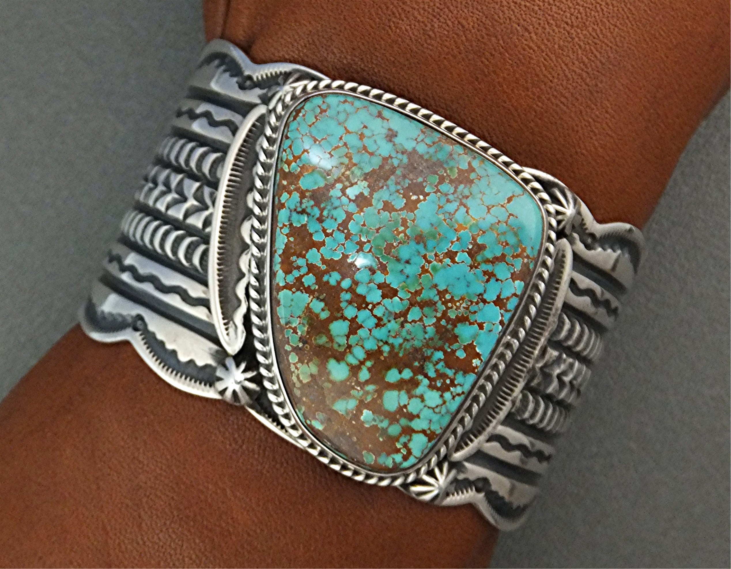 Darrell Cadman Sterling Silver Kingman Turquoise Cuff
