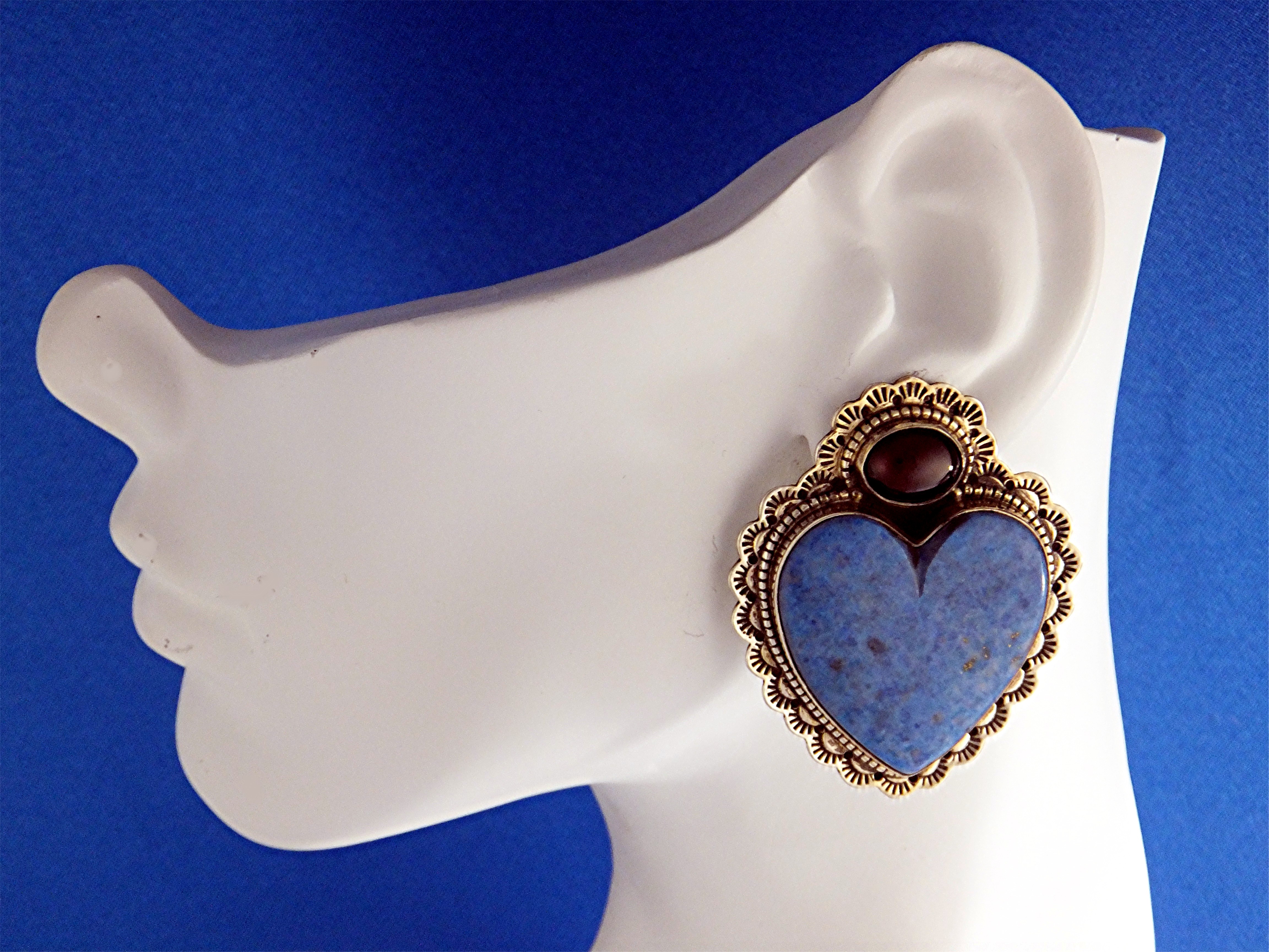 David Troutman Sterling Silver Denhim Lapis Heart Clip