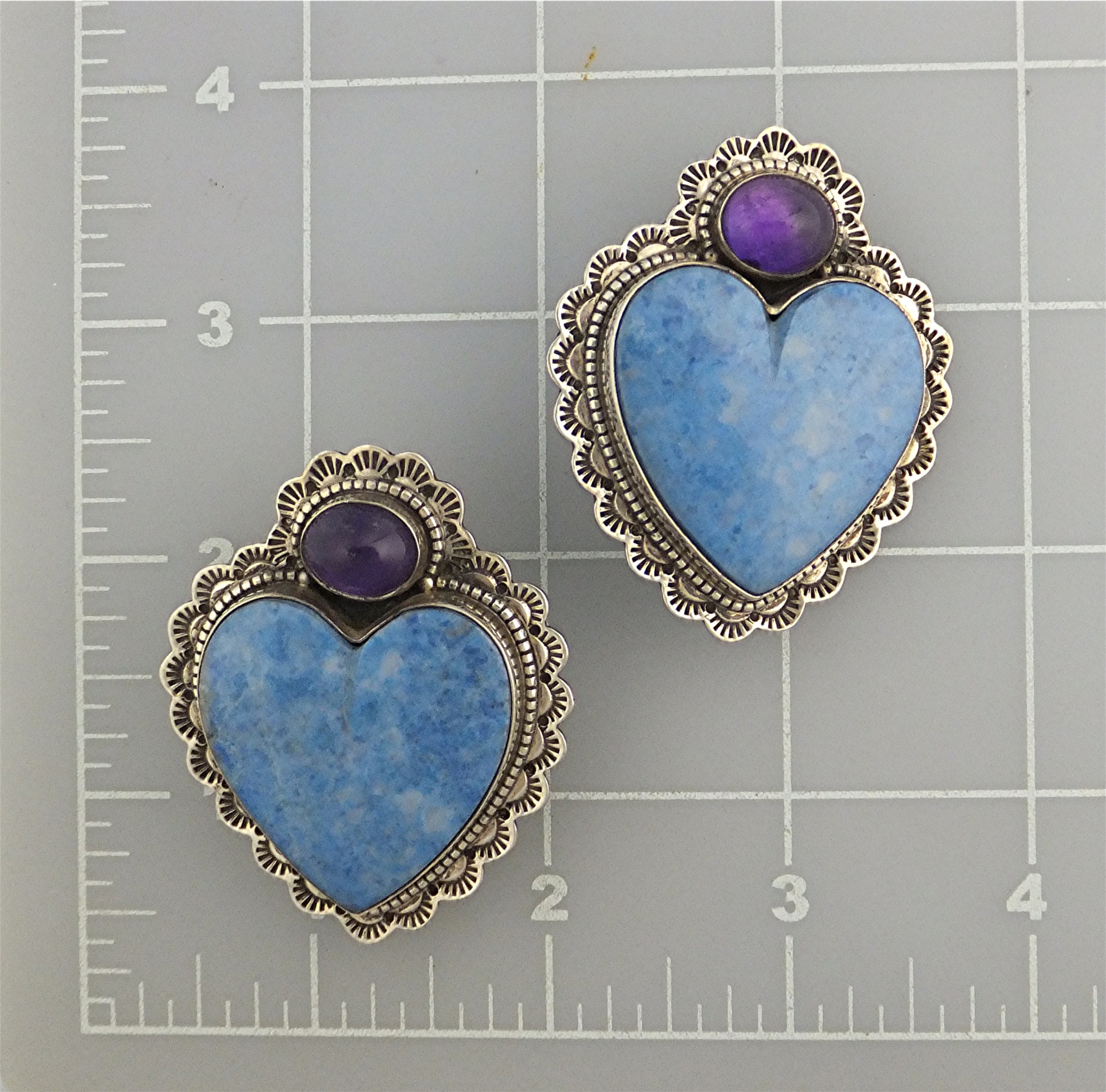 David Troutman Sterling Silver Denhim Lapis Heart Clip