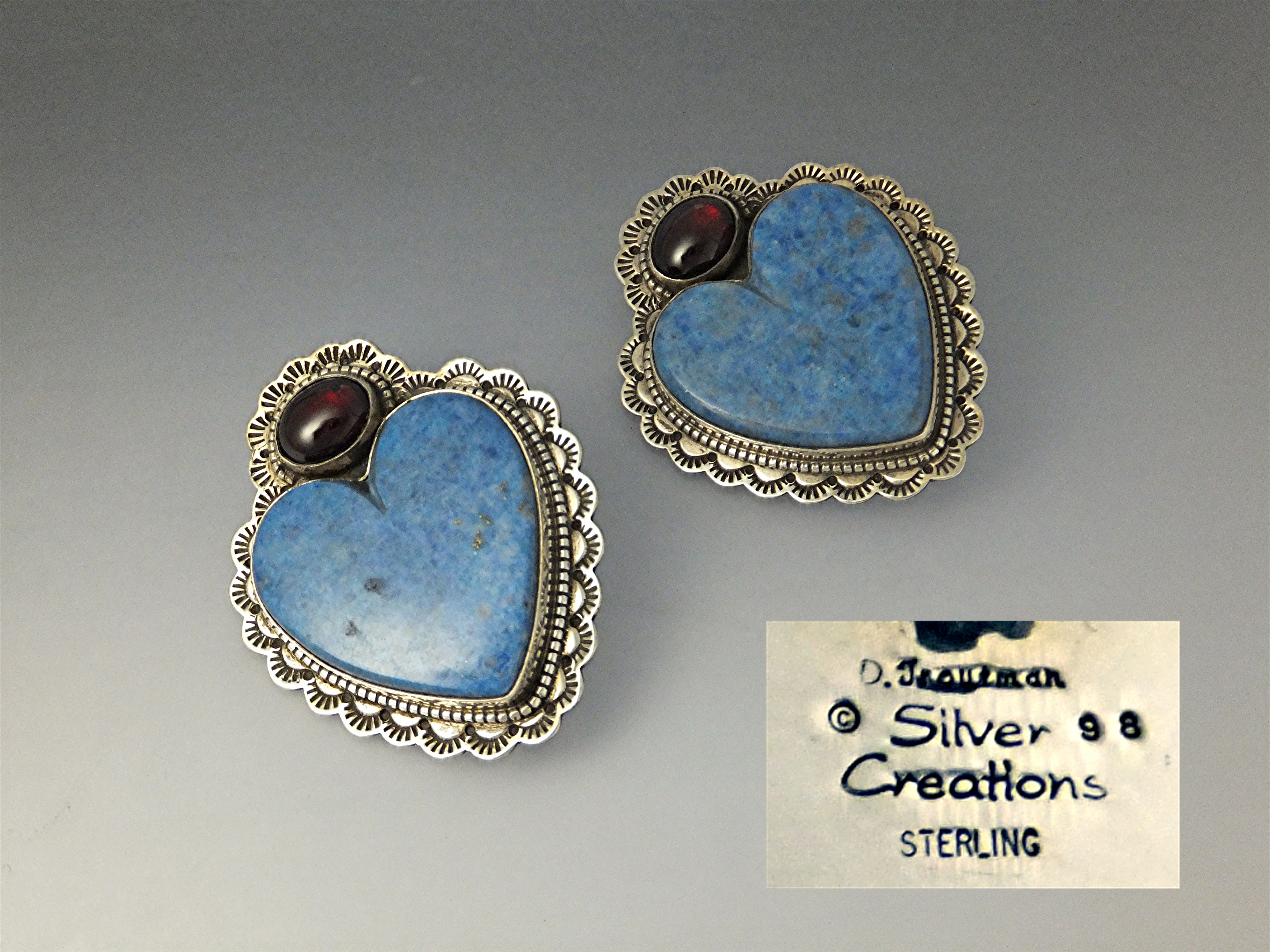 David Troutman Sterling Silver Denhim Lapis Heart Clip