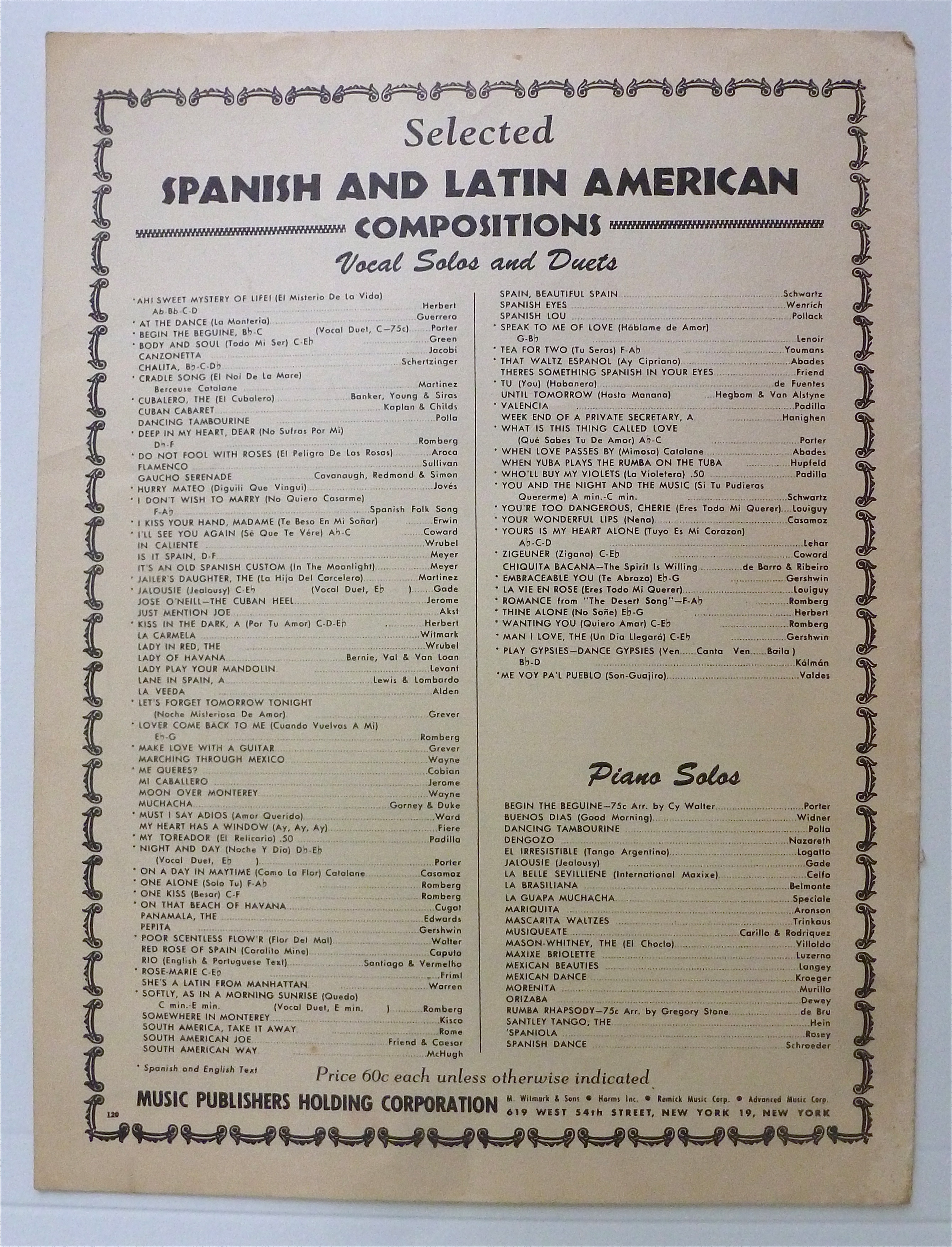 Sheet Music For 1948 One Kiss