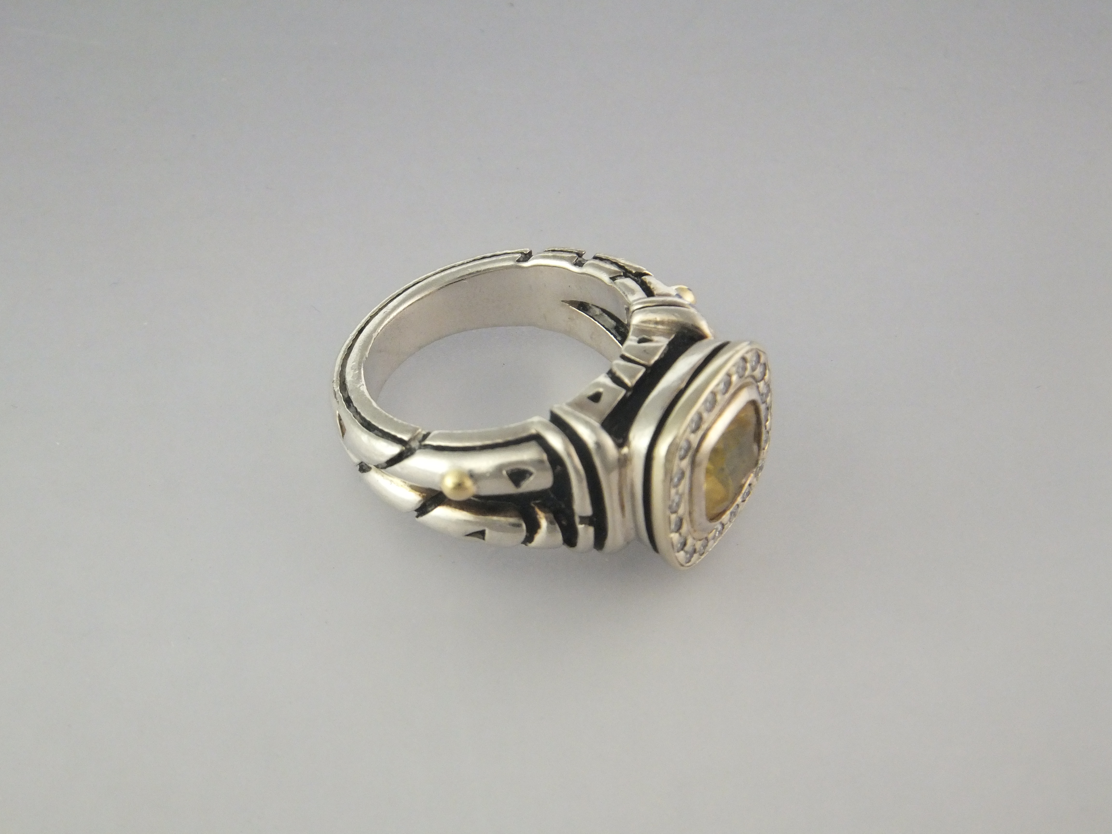 JOHN ATENCIO 18K Gold Sterling Silver  Citrine Diamond