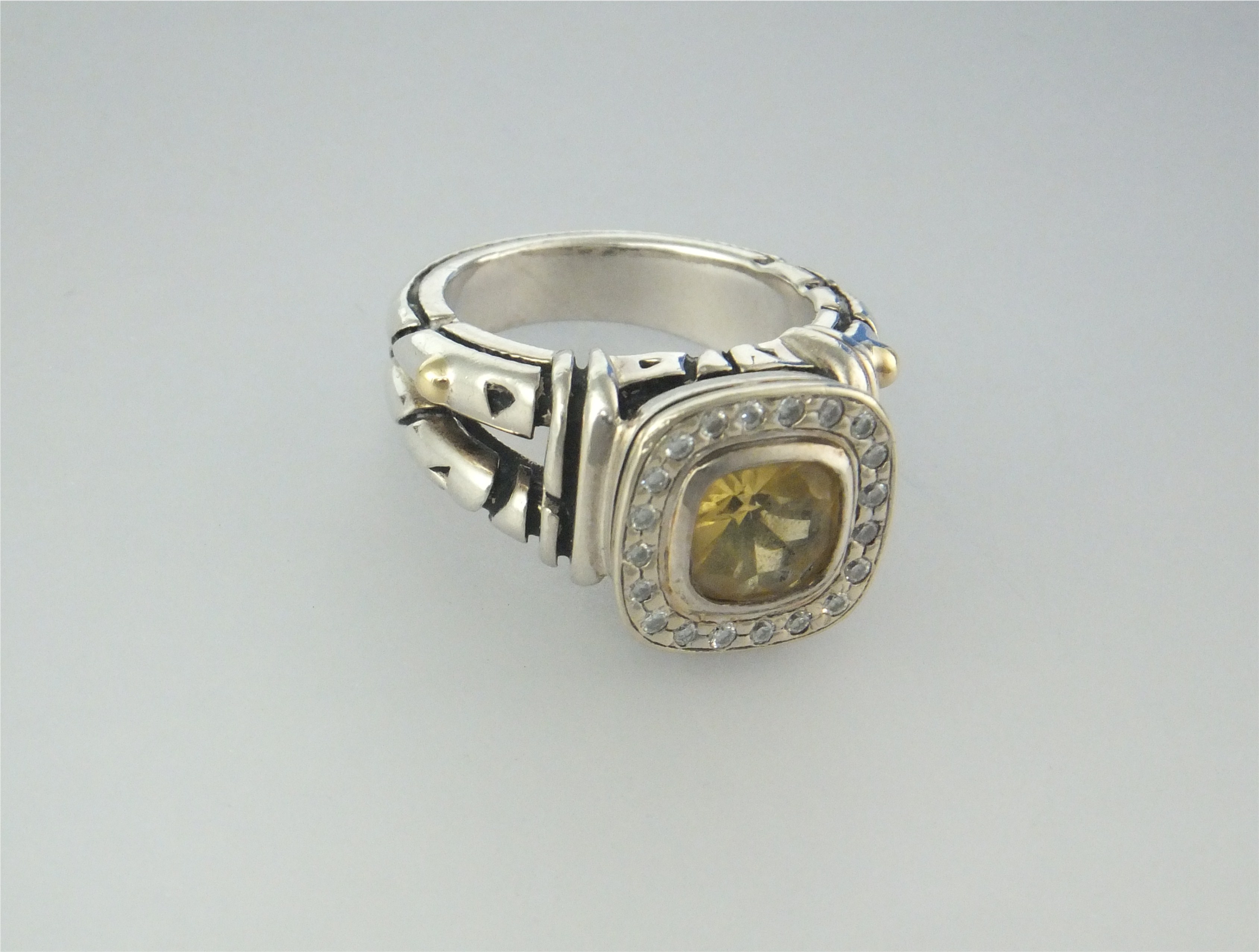 JOHN ATENCIO 18K Gold Sterling Silver  Citrine Diamond