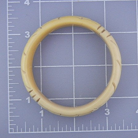 Bakelite Deeply Carved Bangle Bracelet Cream