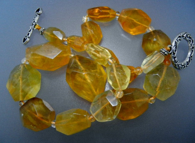 Citrine Faceted Beads Necklace Sterling Silver Toggle