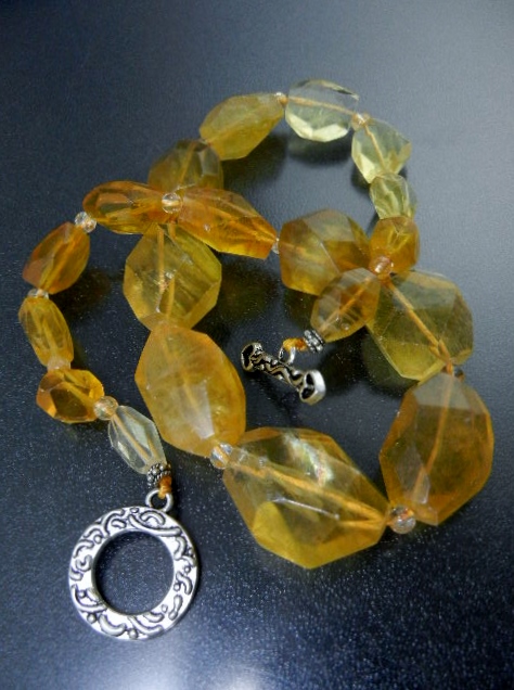 Citrine Faceted Beads Necklace Sterling Silver Toggle
