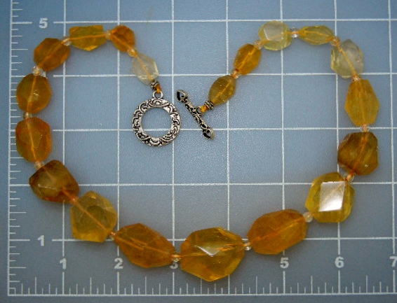 Citrine Faceted Beads Necklace Sterling Silver Toggle