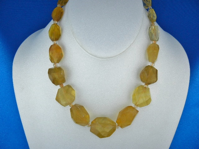 Citrine Faceted Beads Necklace Sterling Silver Toggle