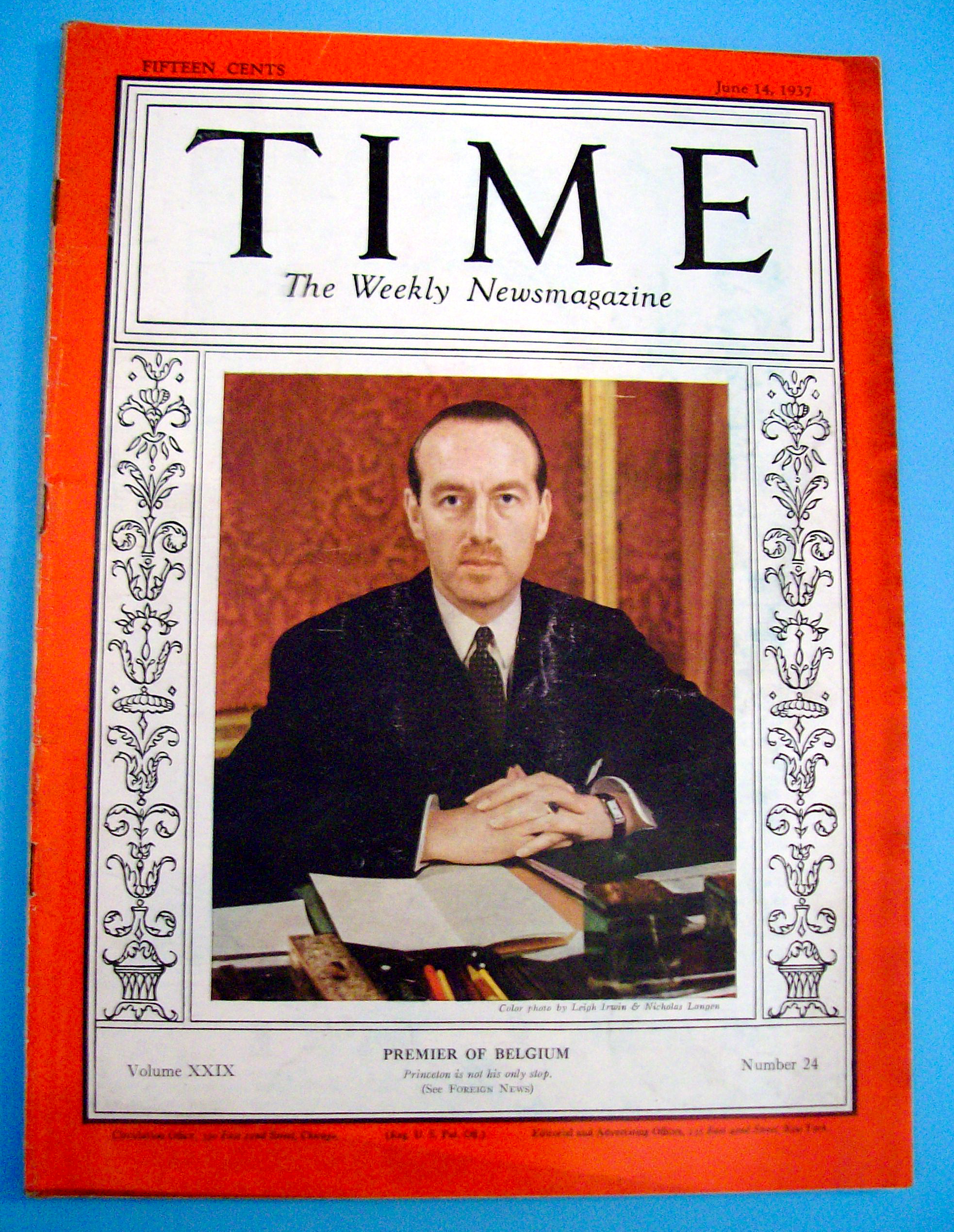 Time Magazine June 14,1937 Premier Of Belgium