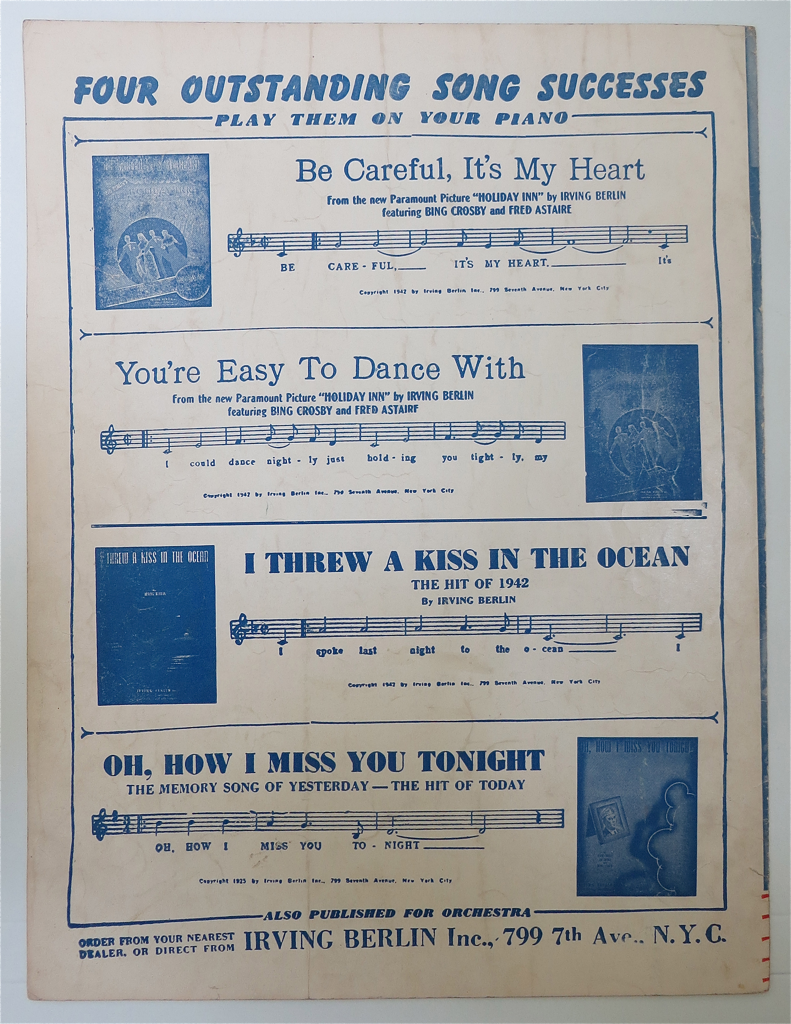 Sheet Music Of 1942 White Christmas By Irving Berlin