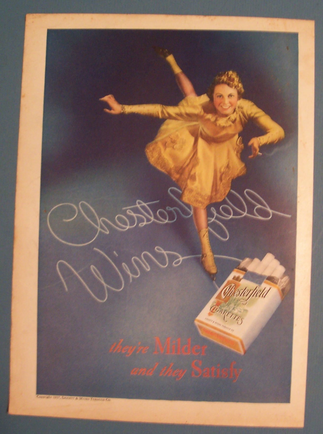 1937 Chesterfield Cigarettes with a Woman Skating