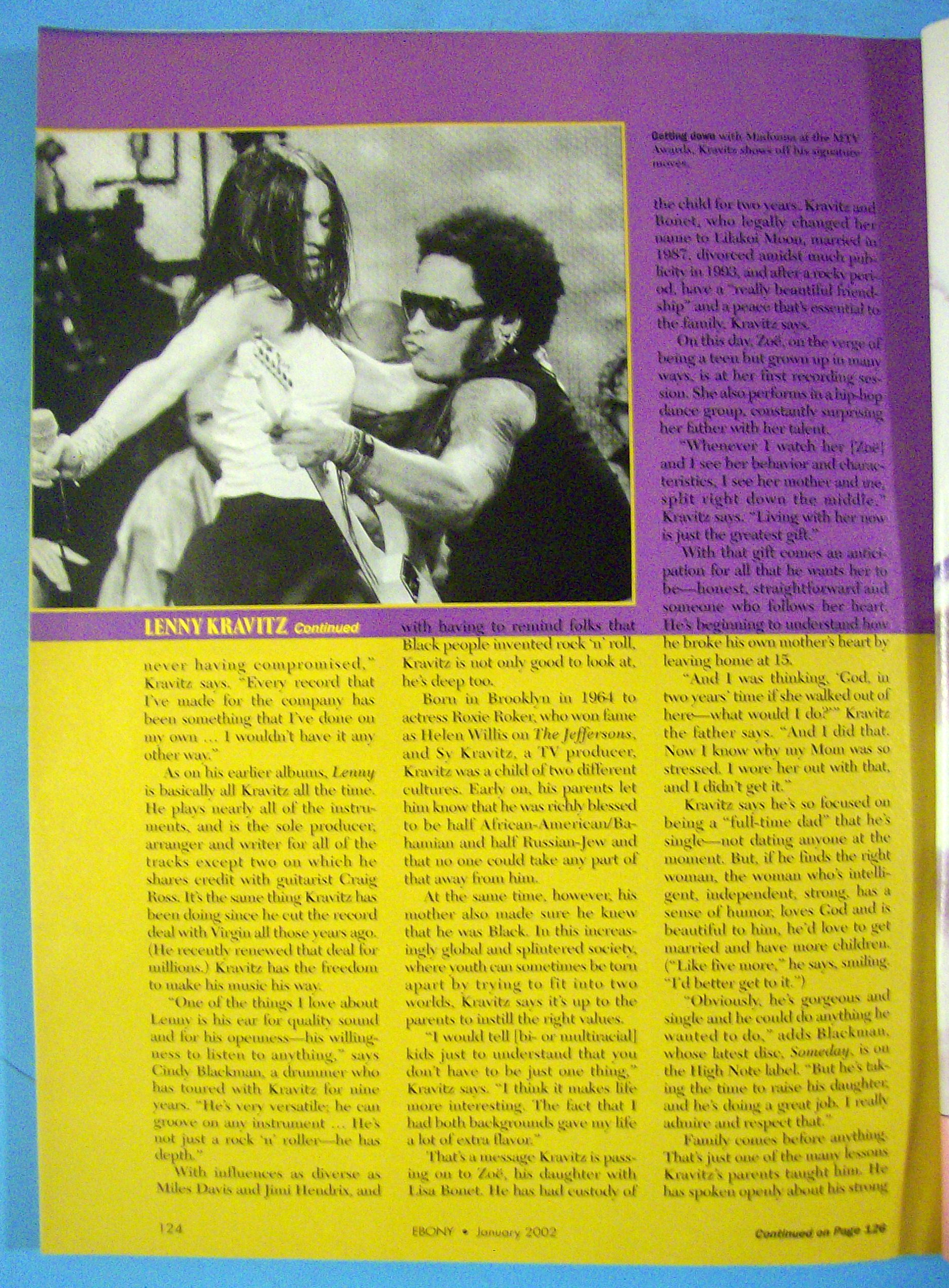 Ebony Magazine-January 2002-Lenny Kravitz