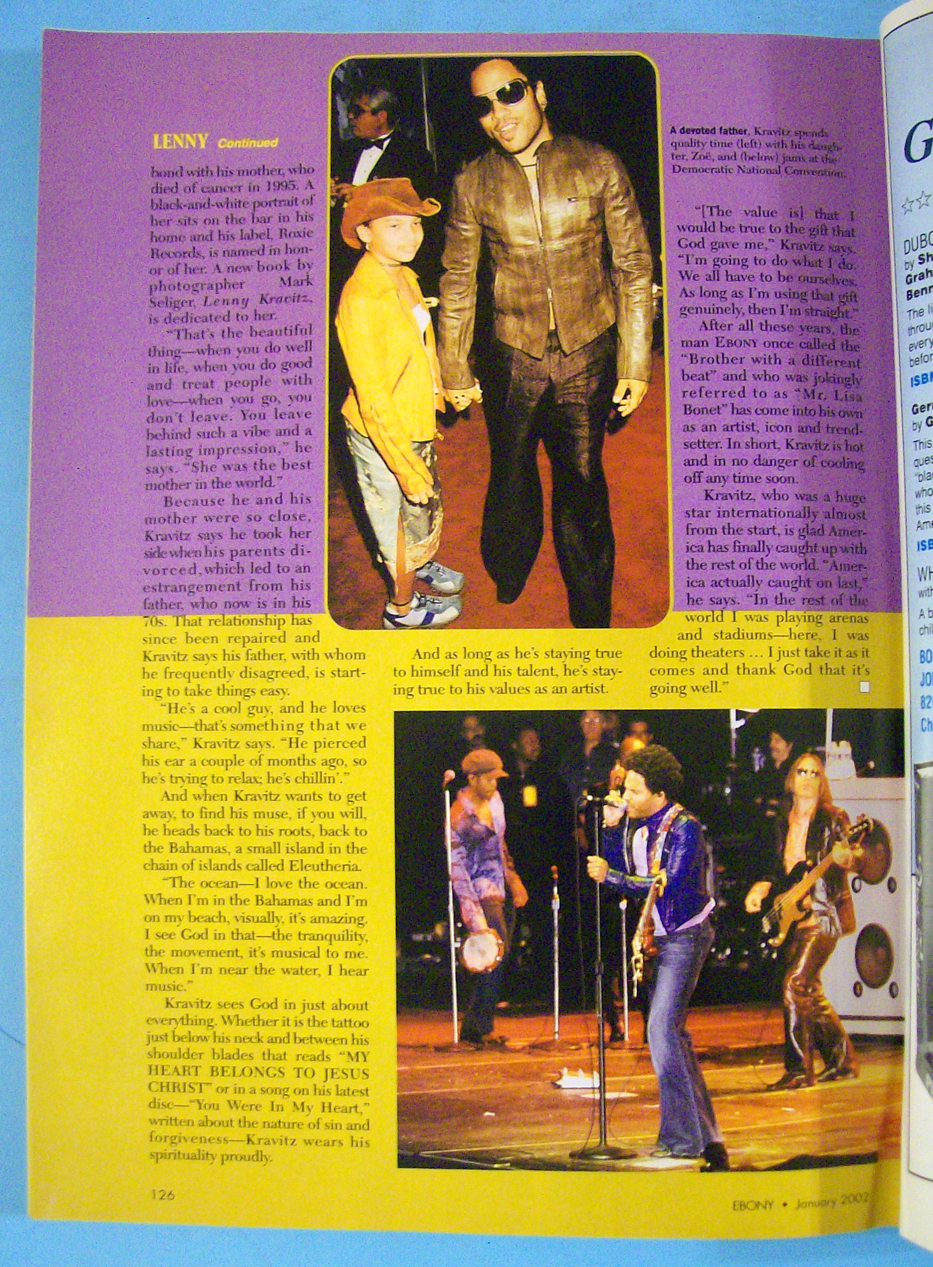 Ebony Magazine-January 2002-Lenny Kravitz