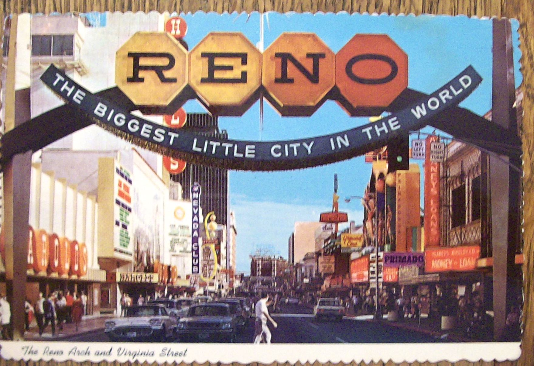 Reno Arch & Virginia Street, Las Vegas, Nevada Postcard