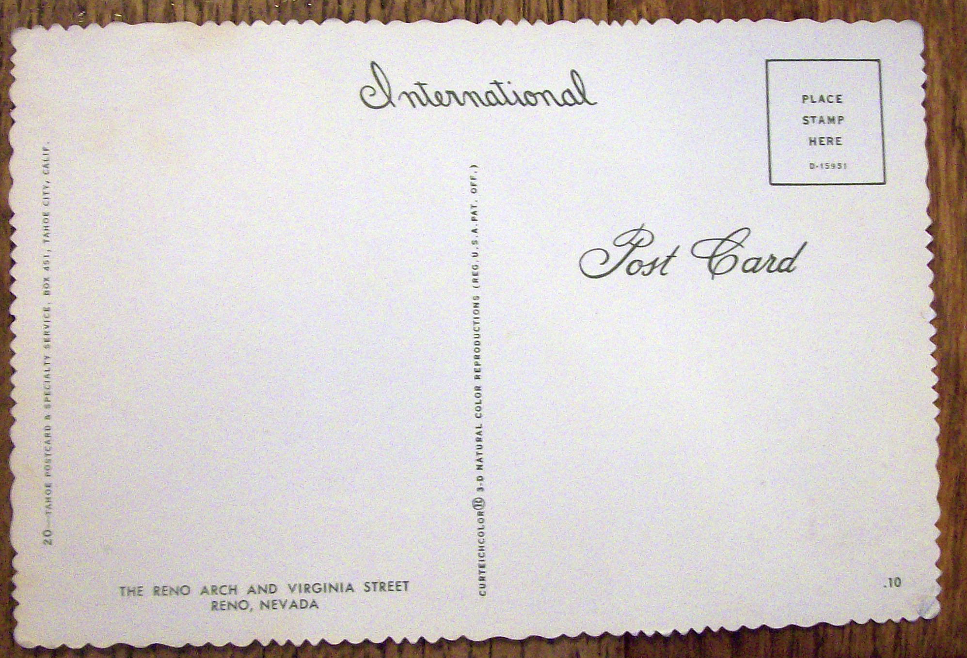 Reno Arch & Virginia Street, Las Vegas, Nevada Postcard