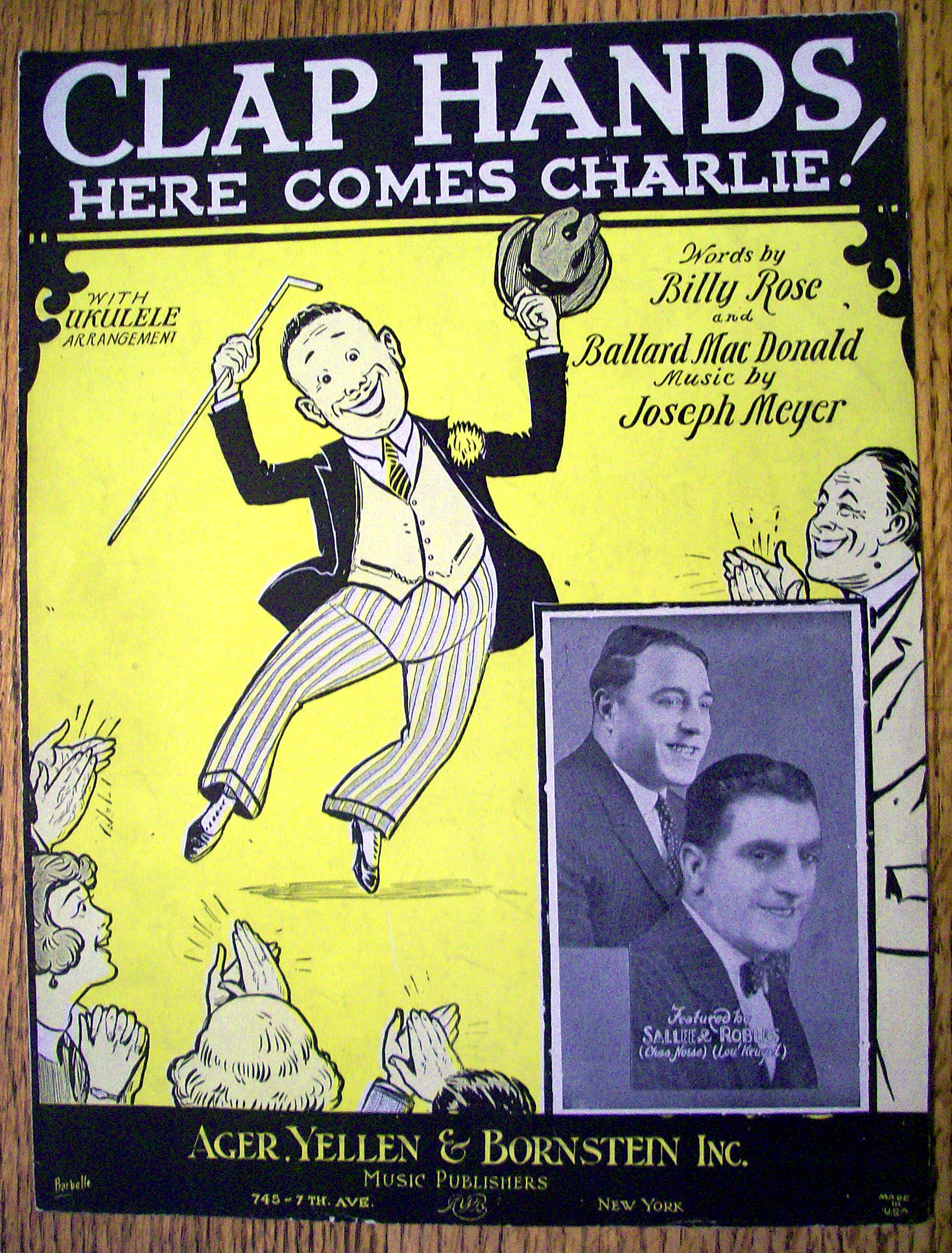 Sheet Music For 1925 Clap Hands Here Comes Charlie