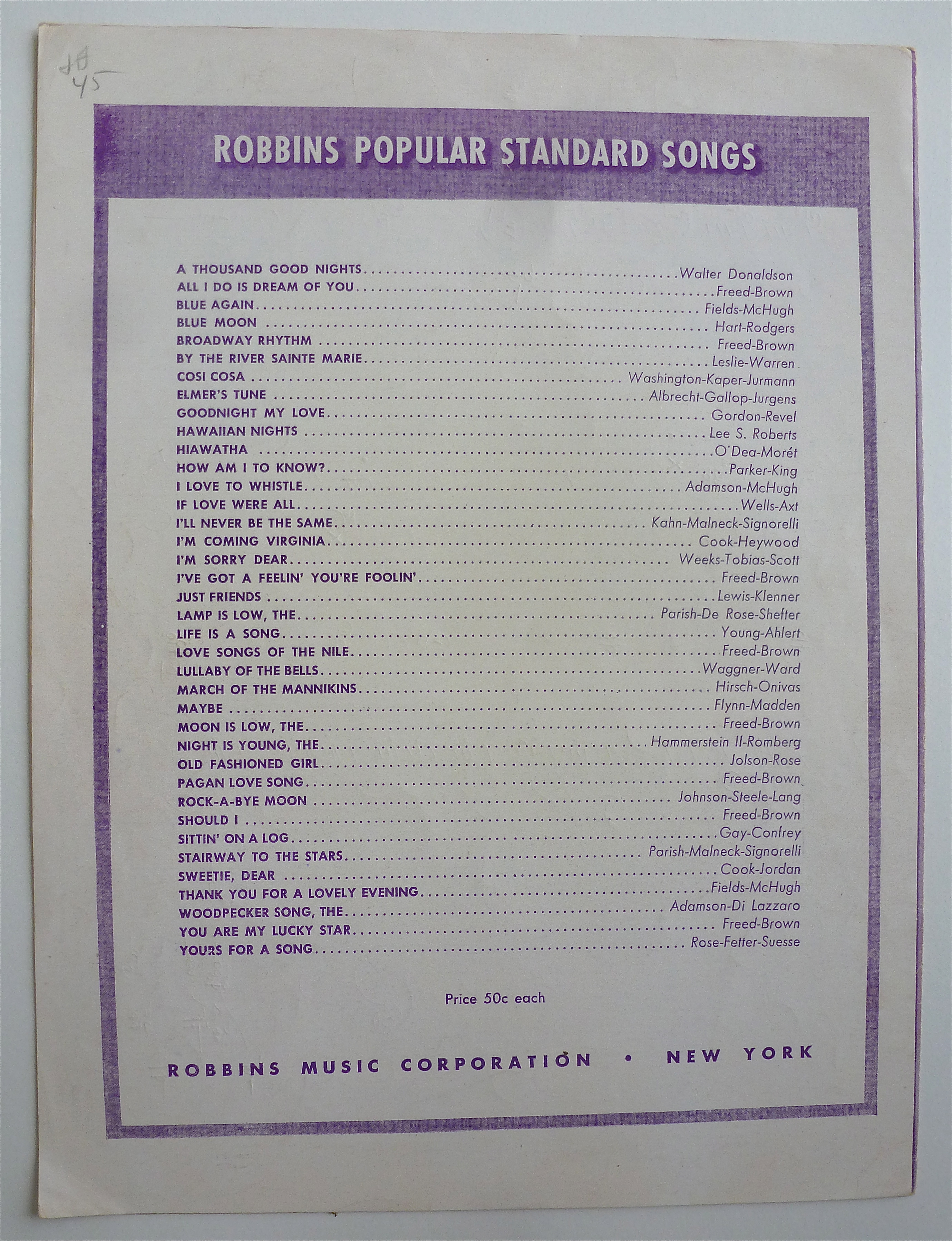 Sheet Music For 1933 Temptation