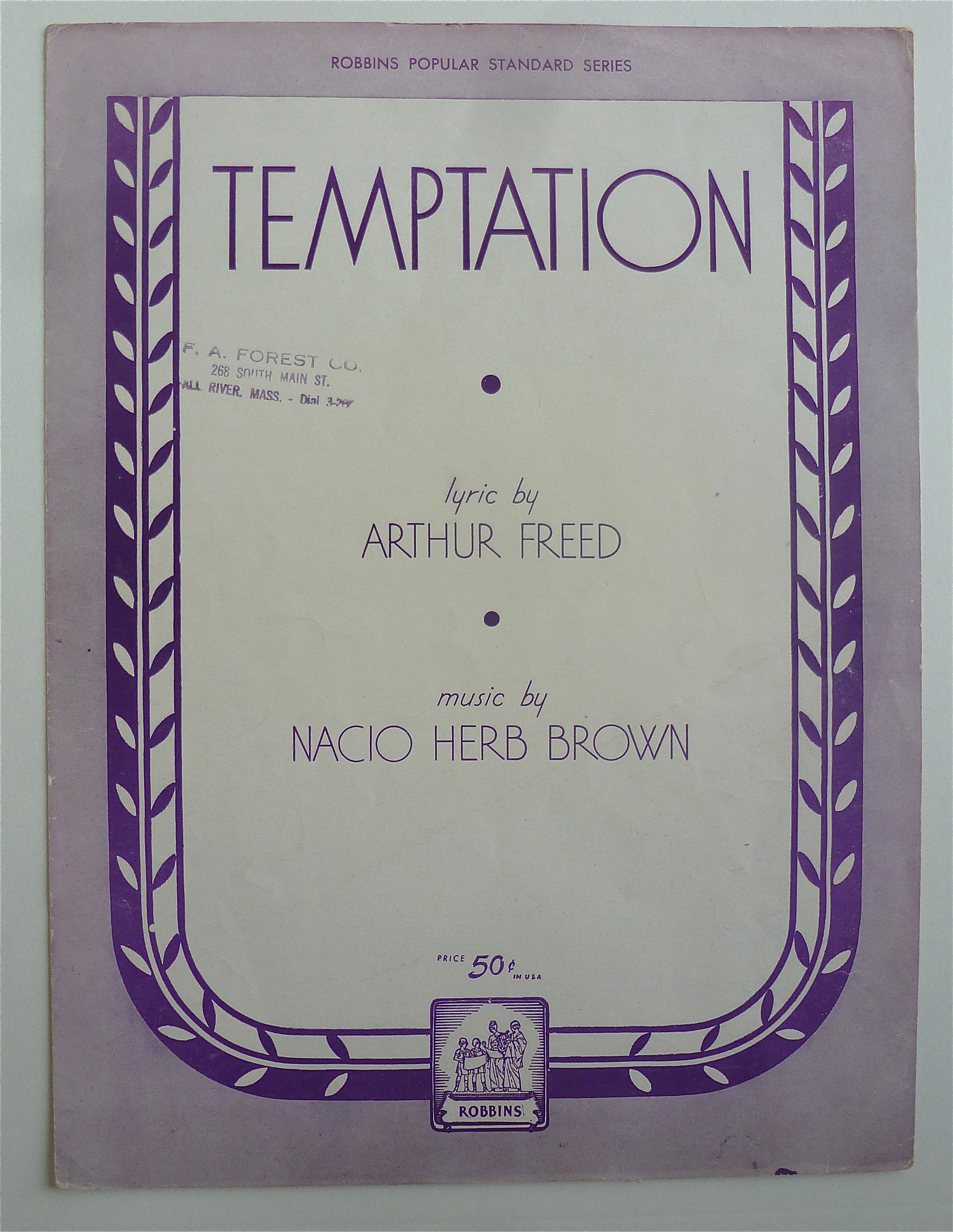 Sheet Music For 1933 Temptation
