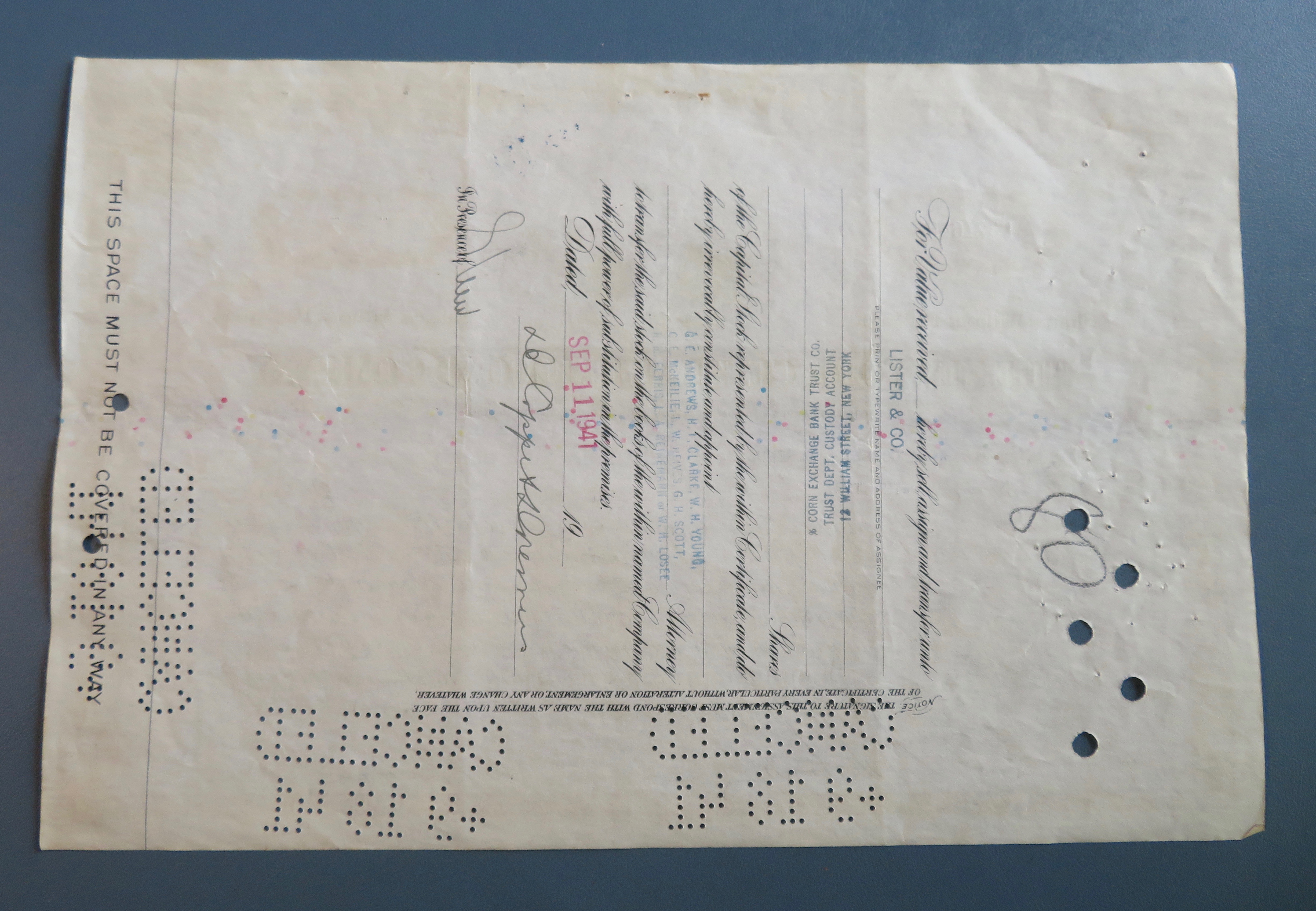 1941 New York Central Railroad Co Stock Certificate