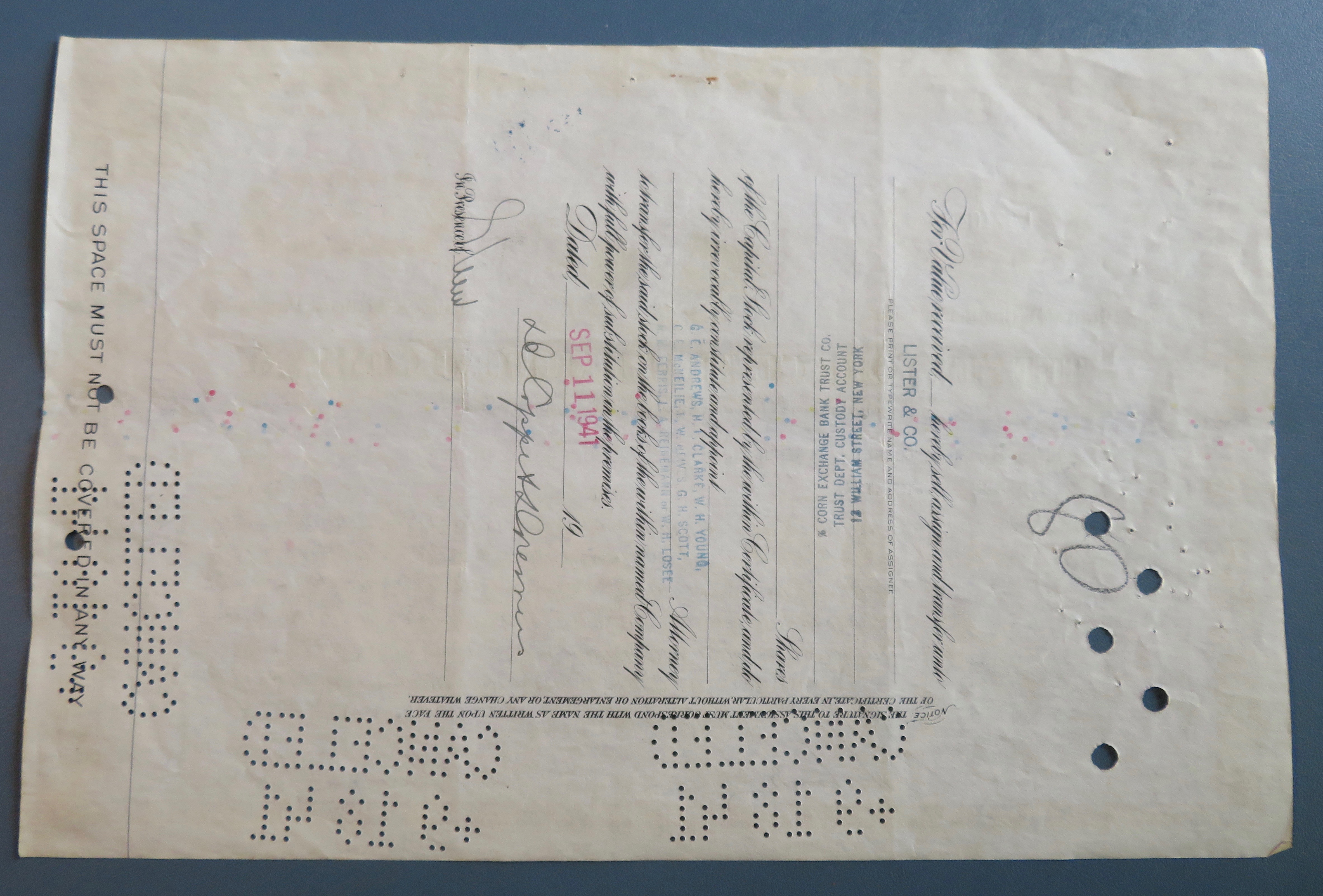 1941 New York Central Railroad Co Stock Certificate