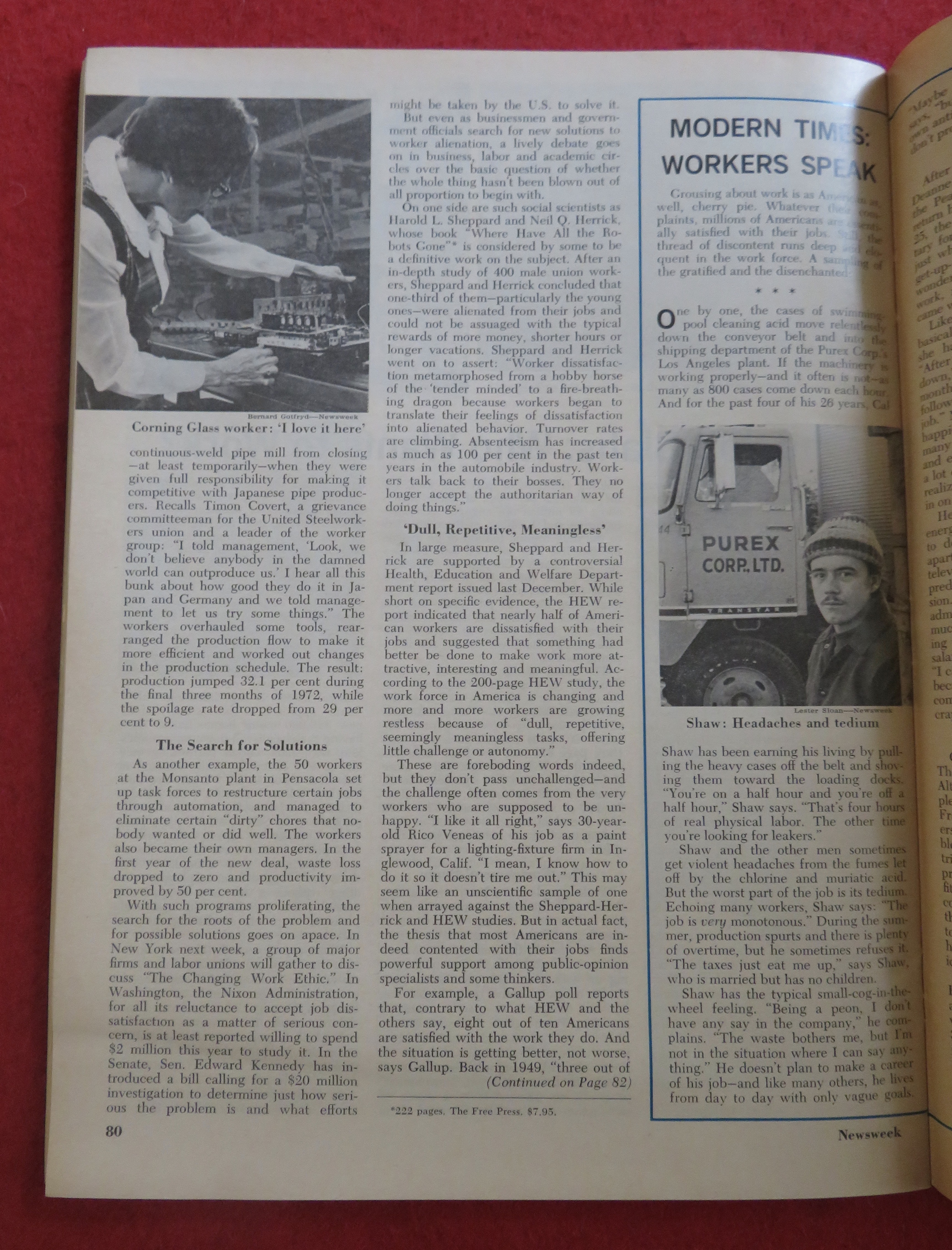 Newsweek Magazine March  26, 1973 Who Wants To Work?