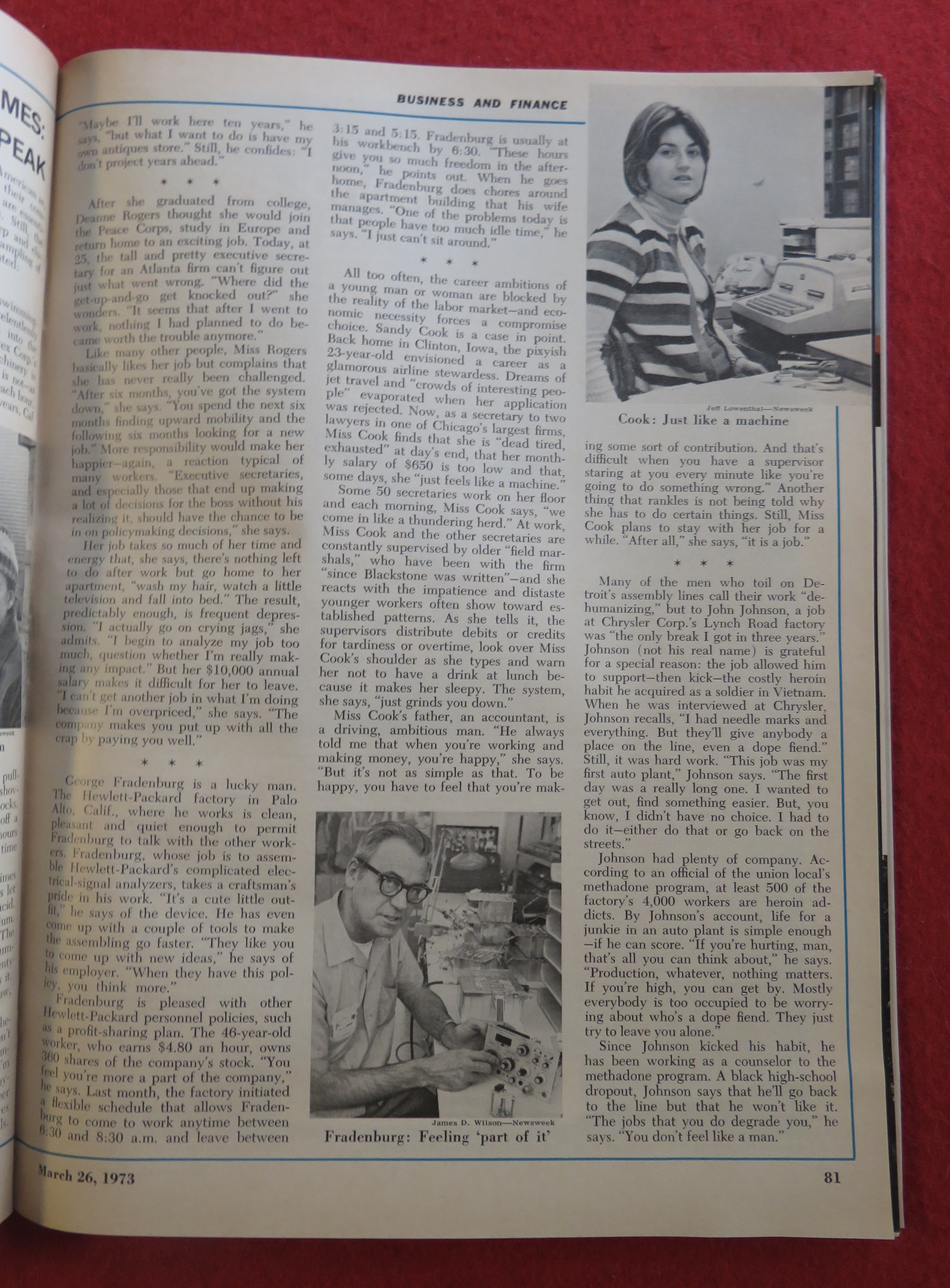 Newsweek Magazine March  26, 1973 Who Wants To Work?
