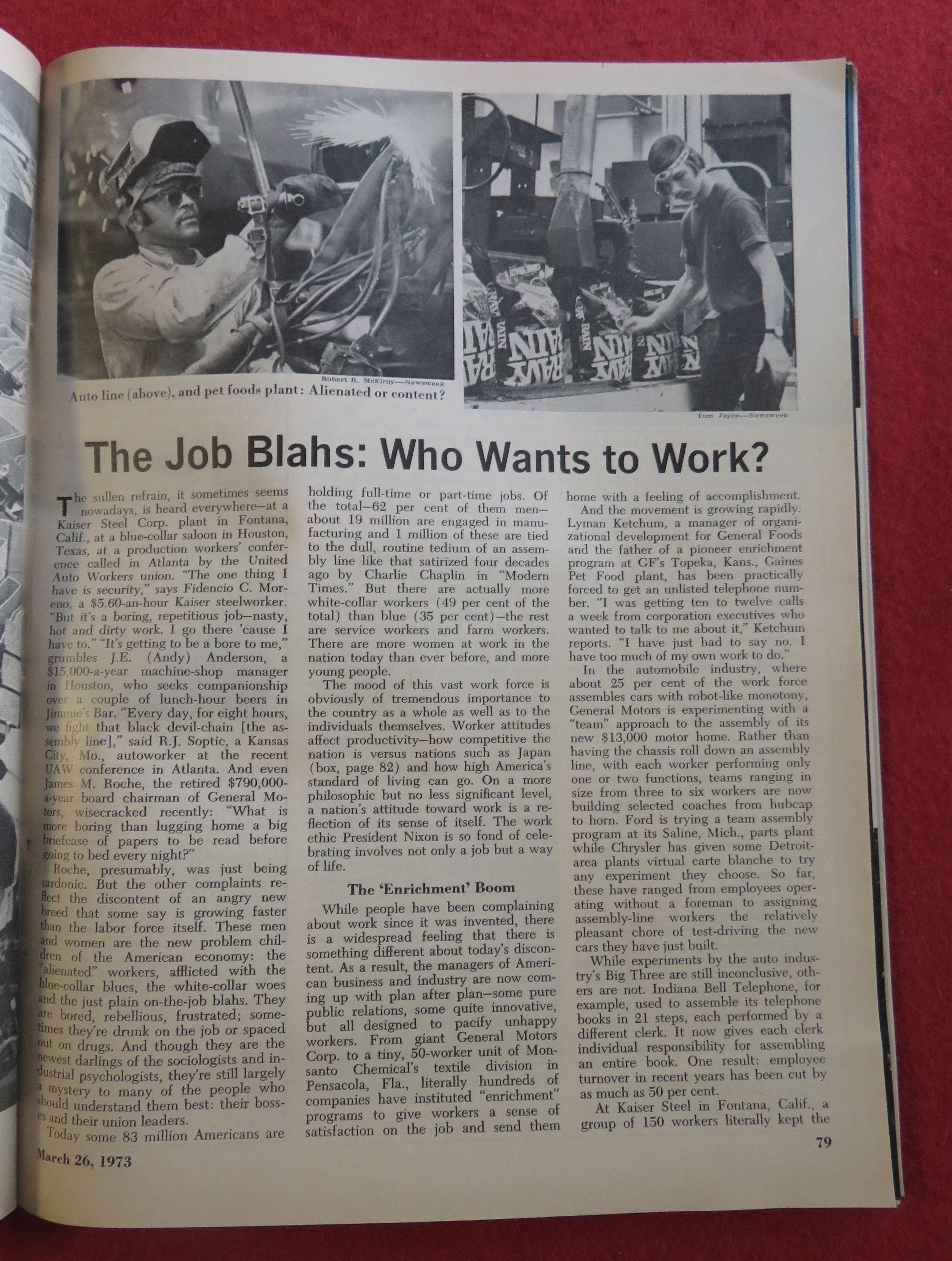 Newsweek Magazine March  26, 1973 Who Wants To Work?
