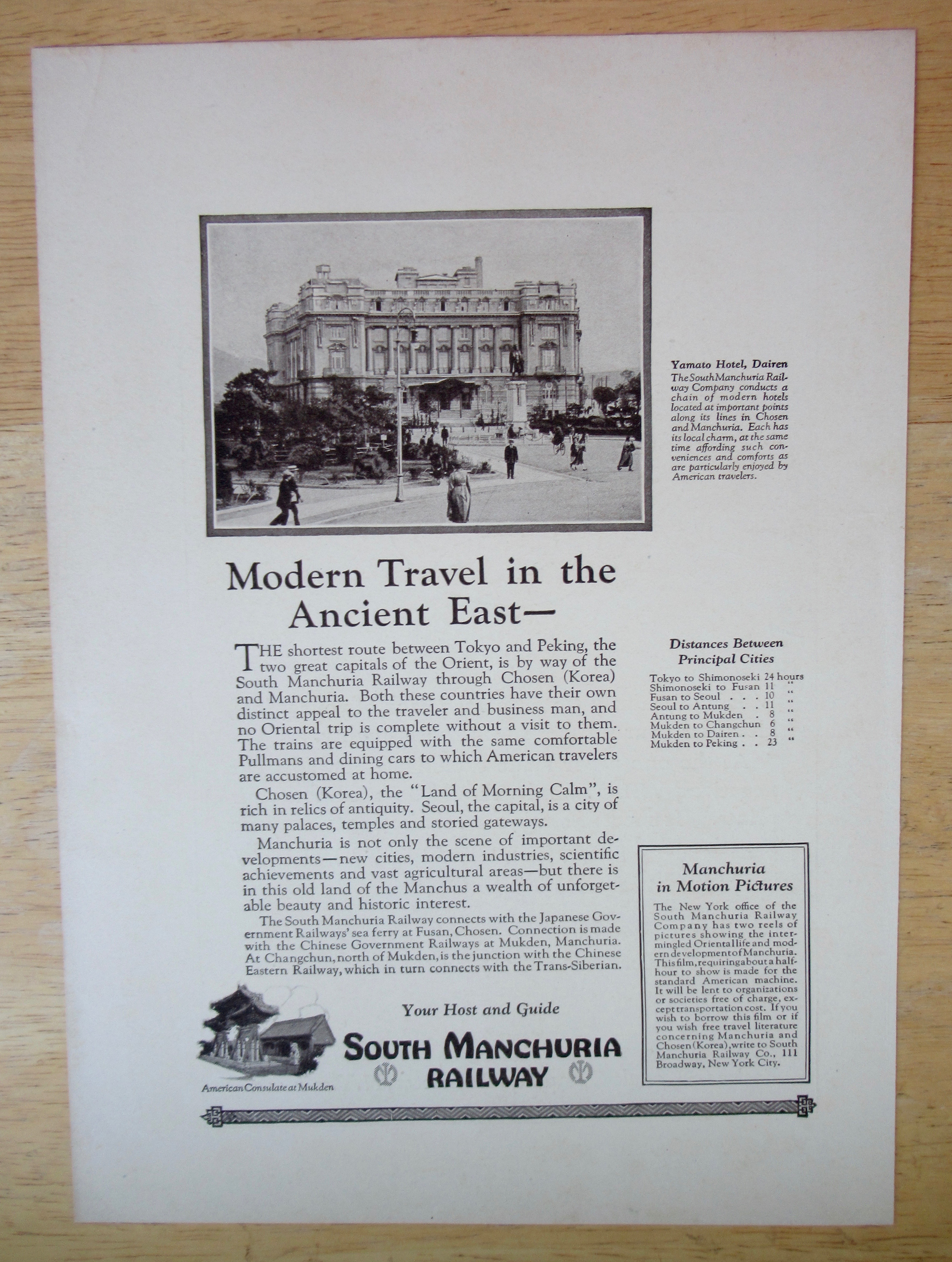 1924 South Manchuria Railway with Yamato Hotel, Dairen