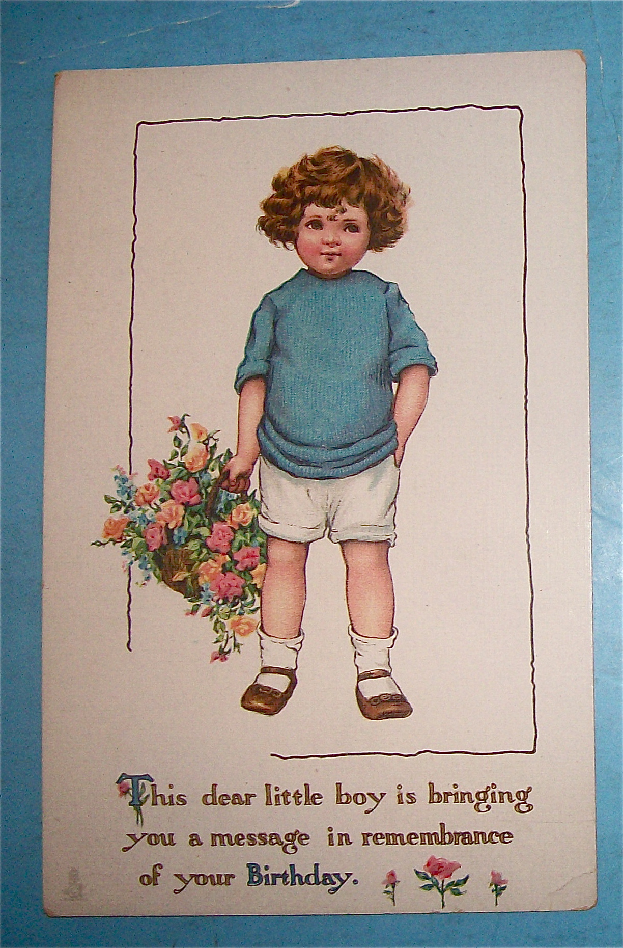 Birthday Children Postcard By Tuck's with Girl & Basket