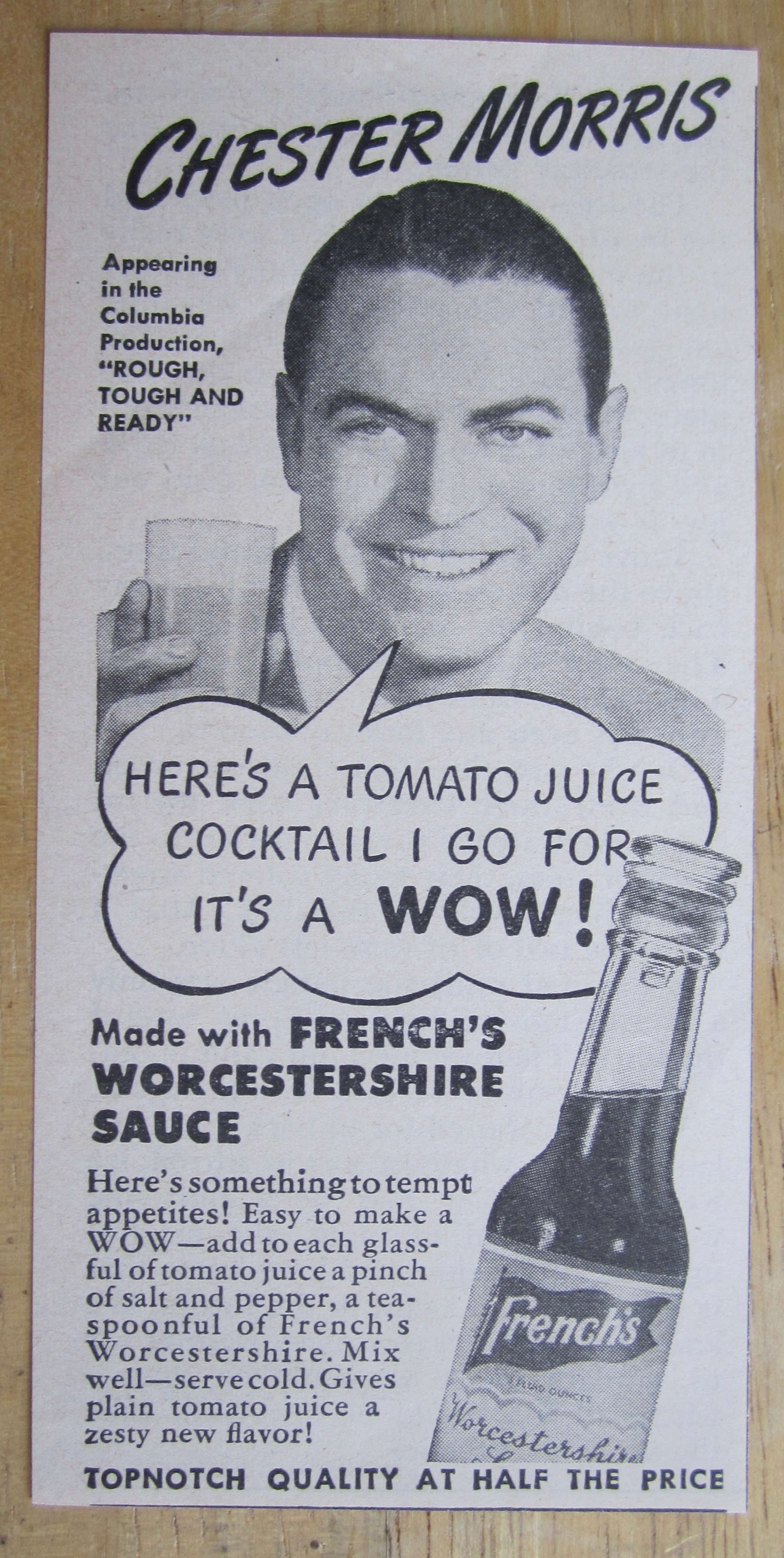 1945 French's Worcestershire Sauce w/ Chester Morris
