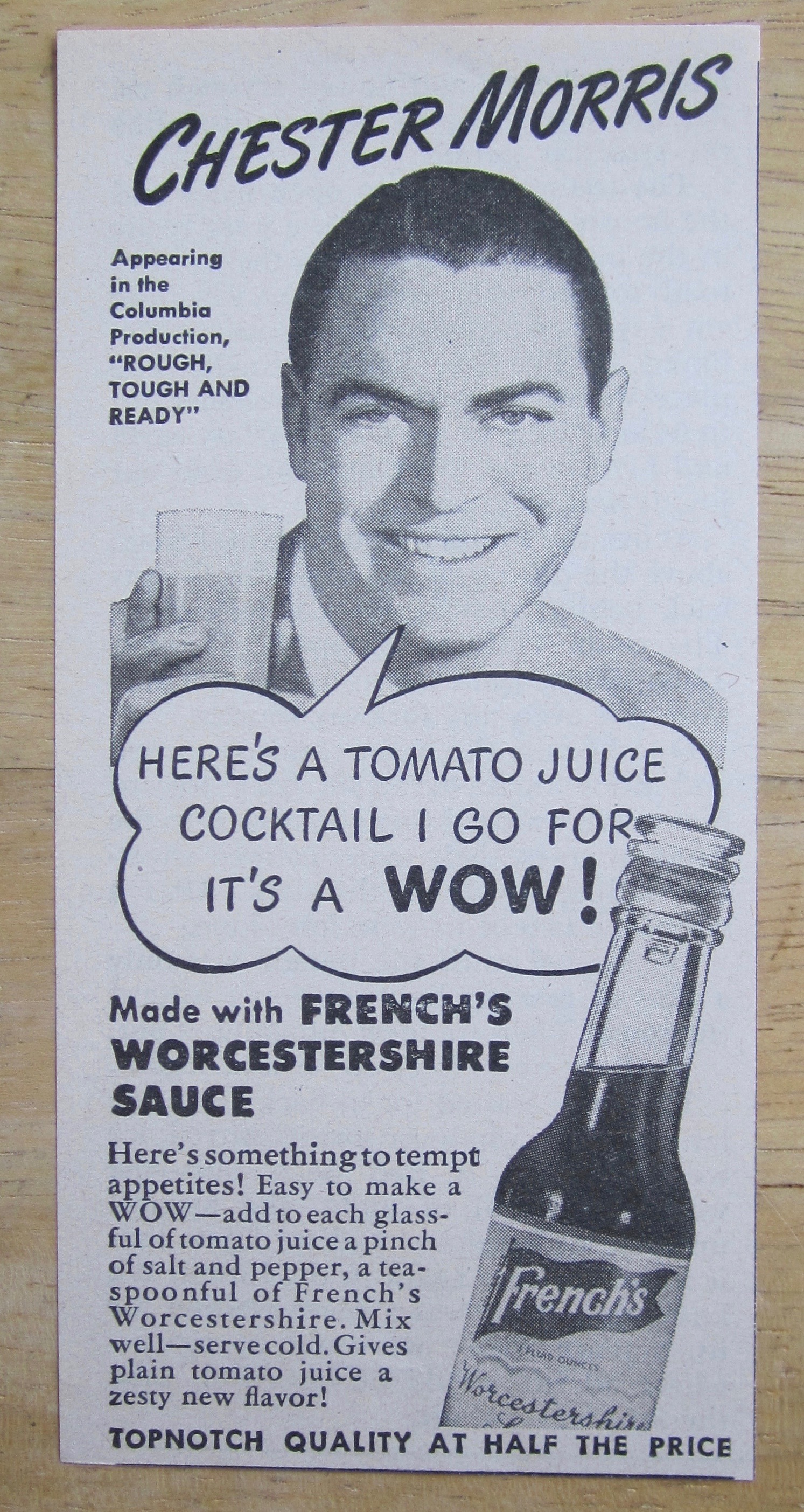 1945 French's Worcestershire Sauce w/ Chester Morris
