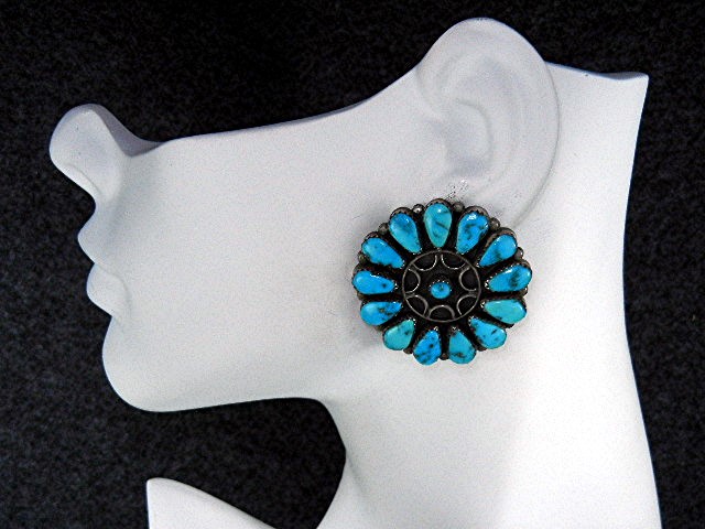 Navajo Sterling Silver Sleeping Beauty Turquoise Clip E