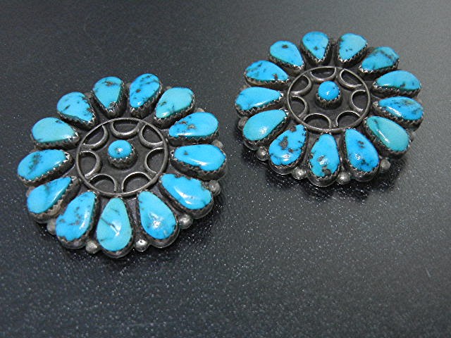 Navajo Sterling Silver Sleeping Beauty Turquoise Clip E