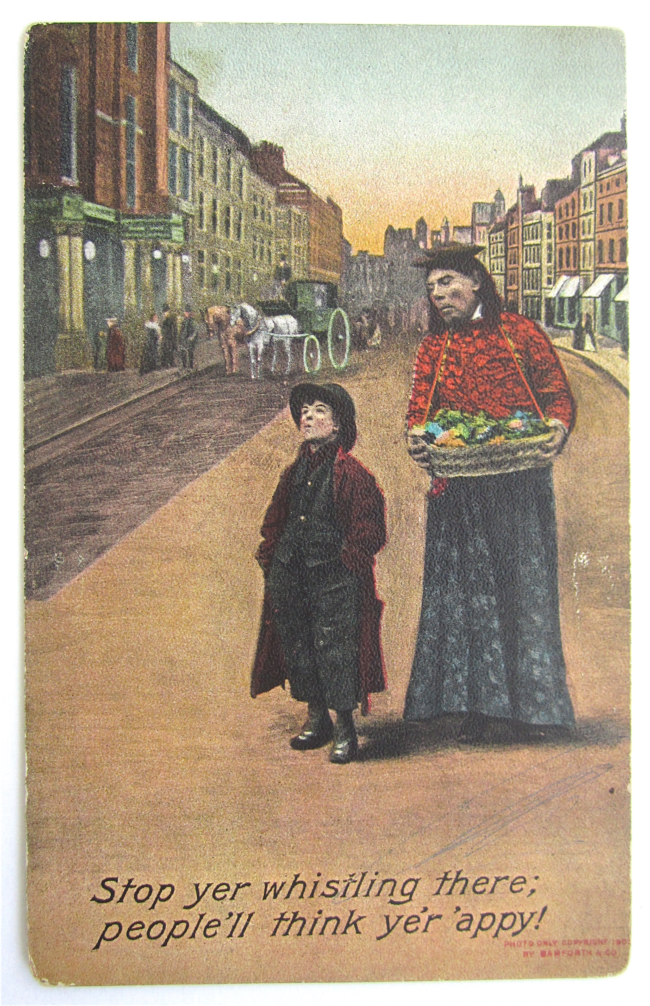 Boy Being Told To Stop Whistling Postcard