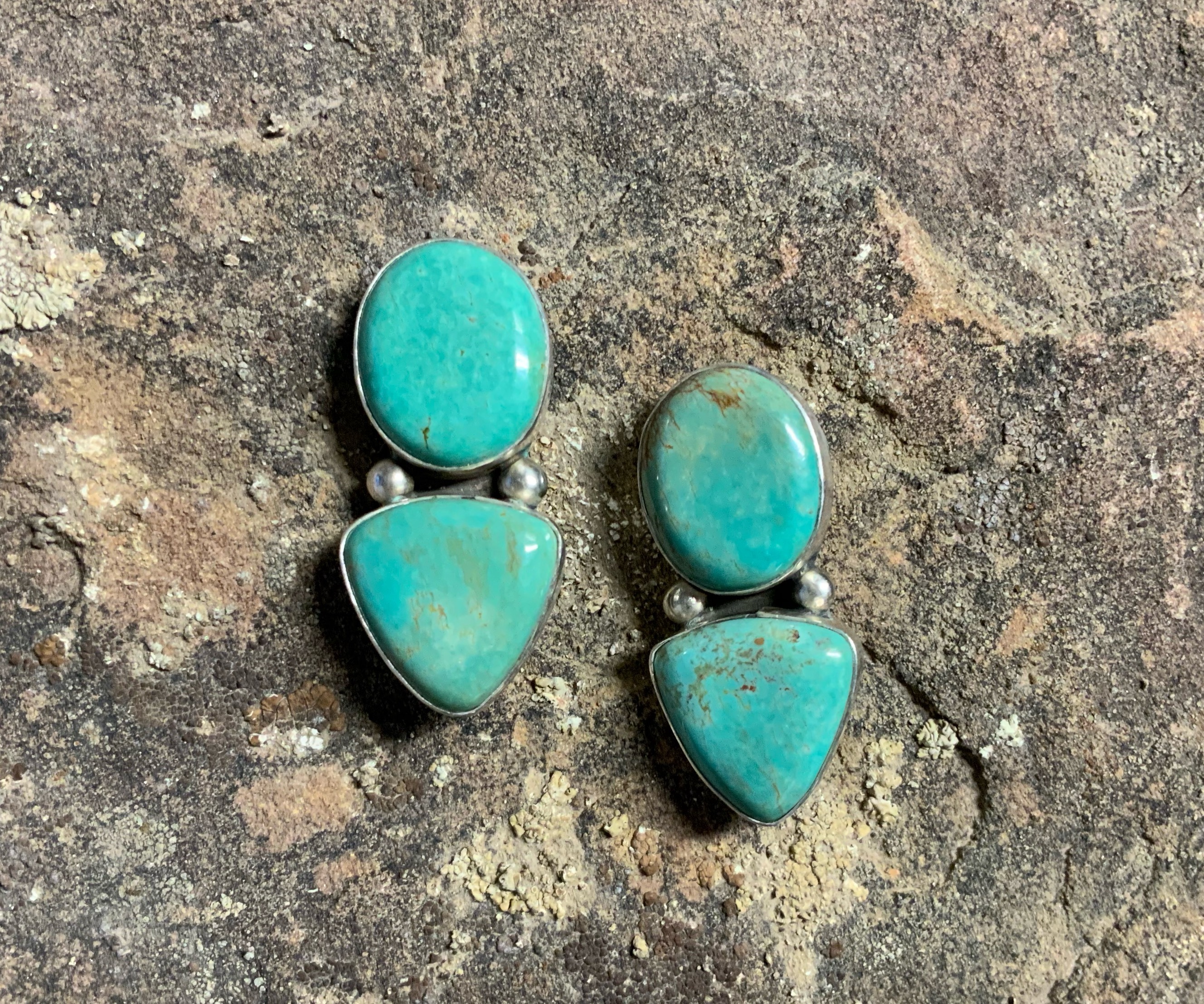 David Troutman Kingman Turquoise Sterling Silver Clips