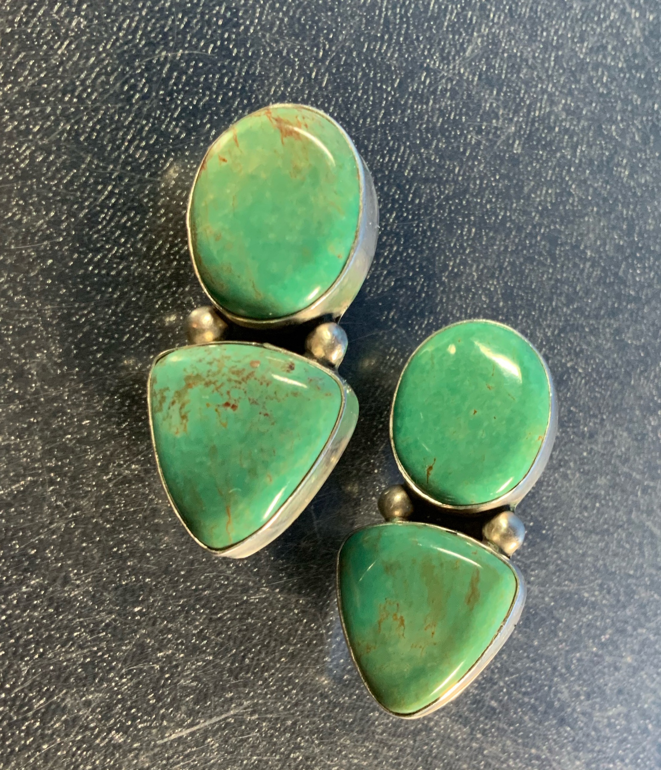 David Troutman Kingman Turquoise Sterling Silver Clips
