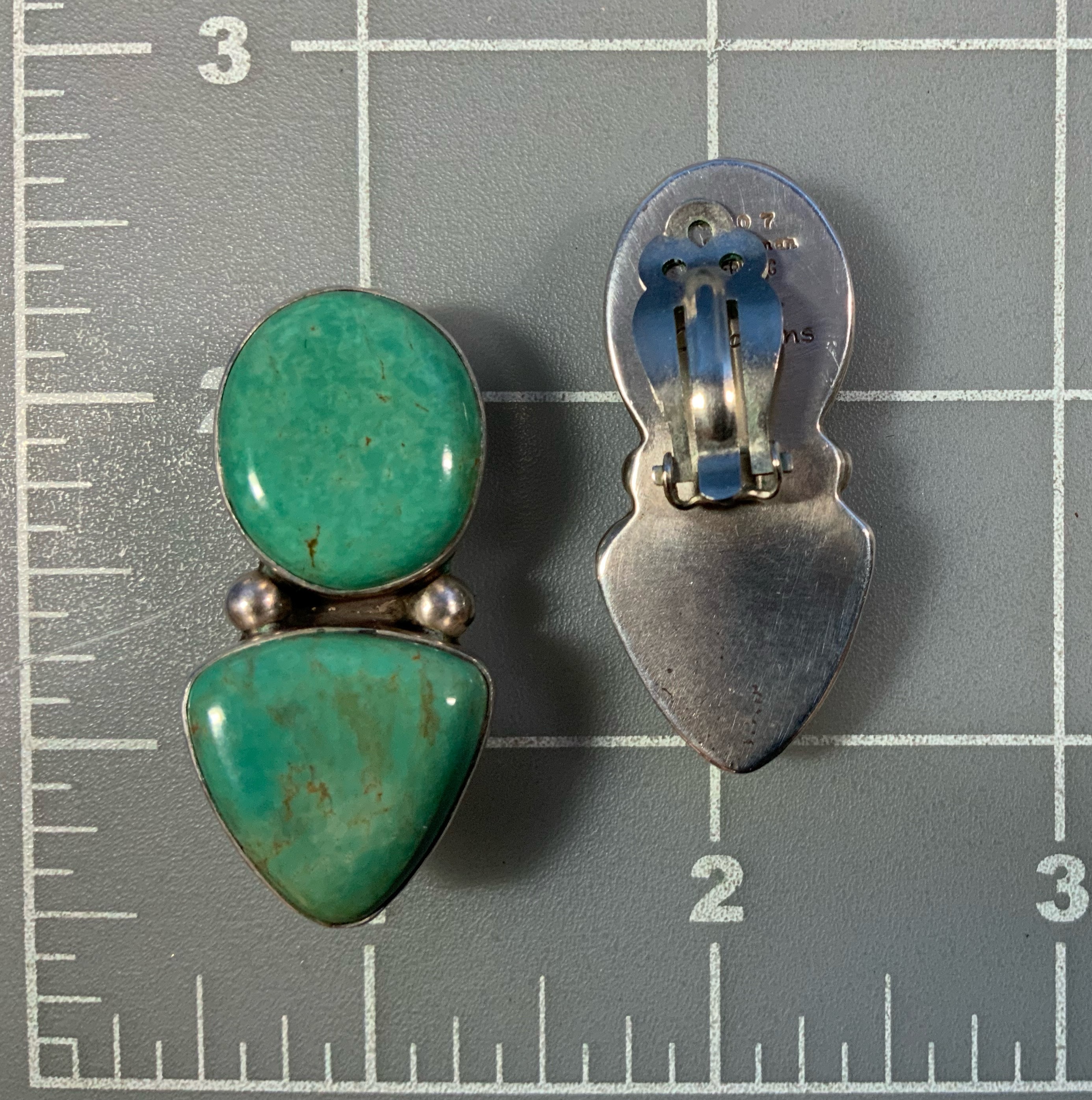 David Troutman Kingman Turquoise Sterling Silver Clips