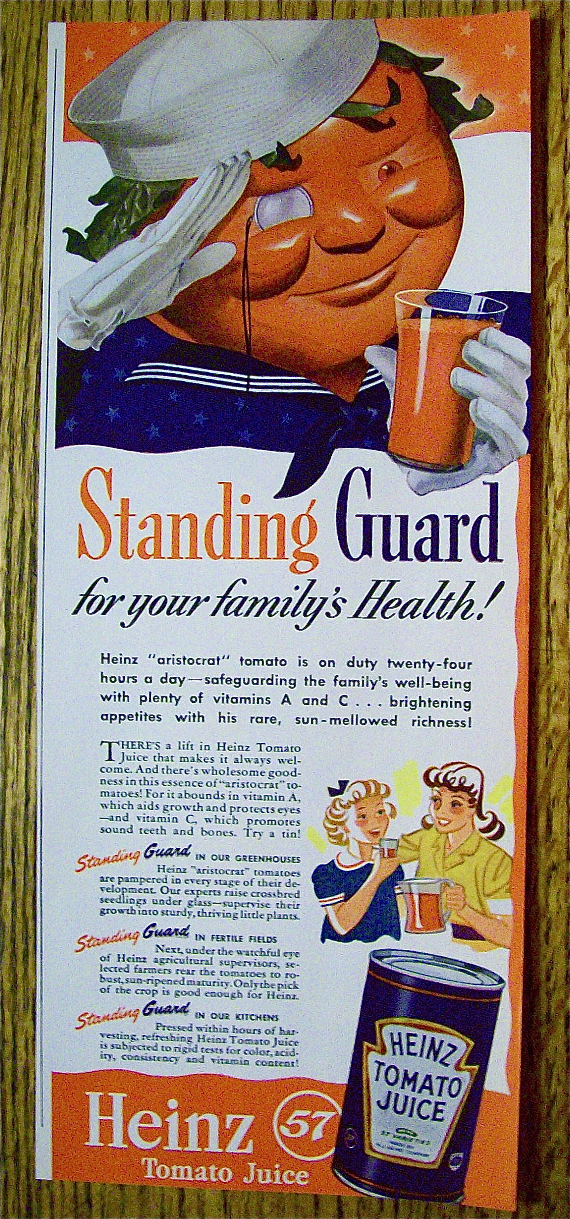 1942 Heinz Tomato Juice with Patriotic Tomato Saluting