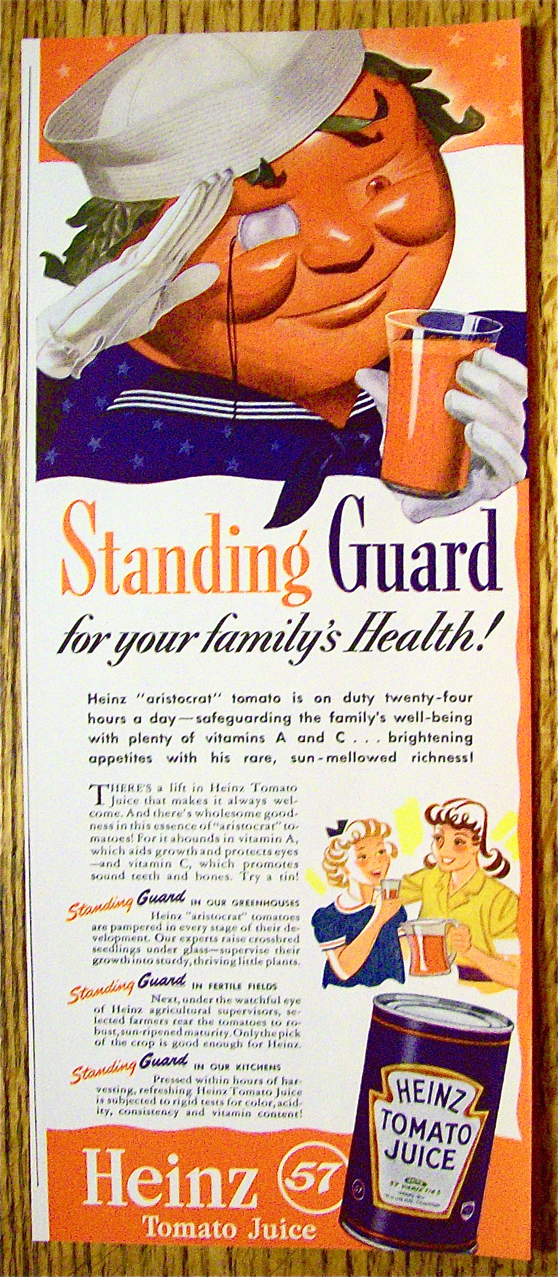 1942 Heinz Tomato Juice with Patriotic Tomato Saluting