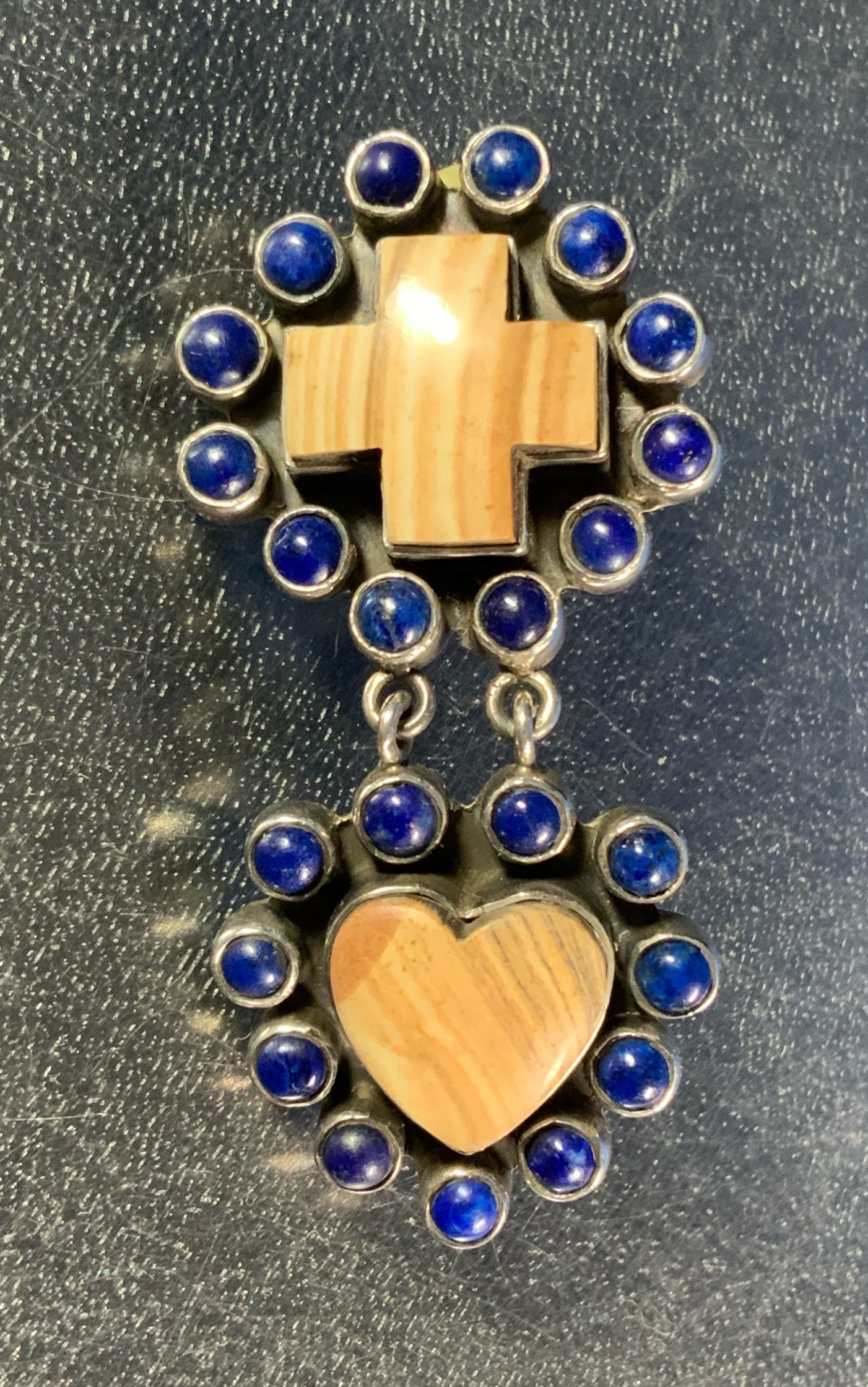 Dan Dodson Sterling Silver Jasper Lapis Clip Earrings