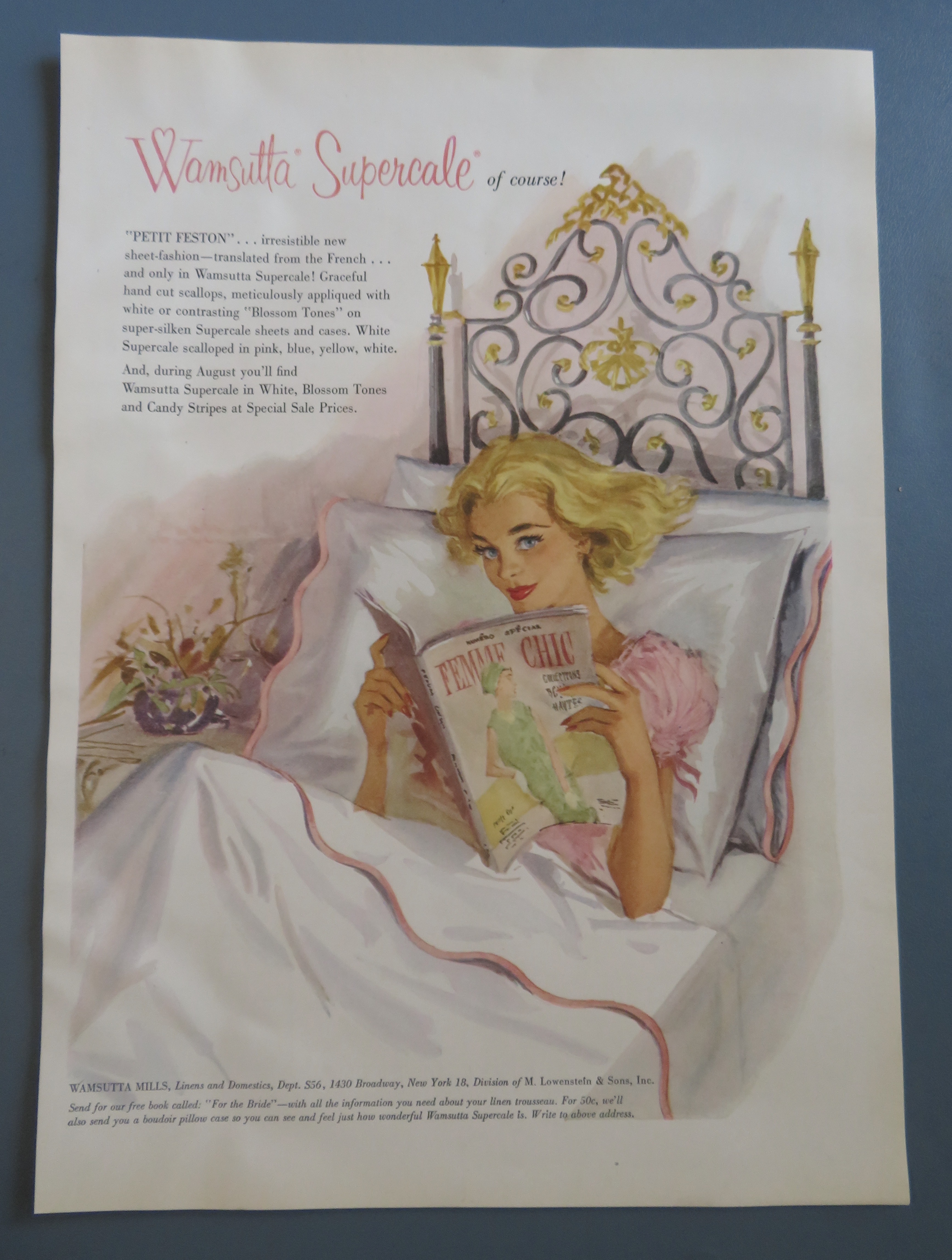 1958 Wamsutta Supercale with Woman in Petit Feston