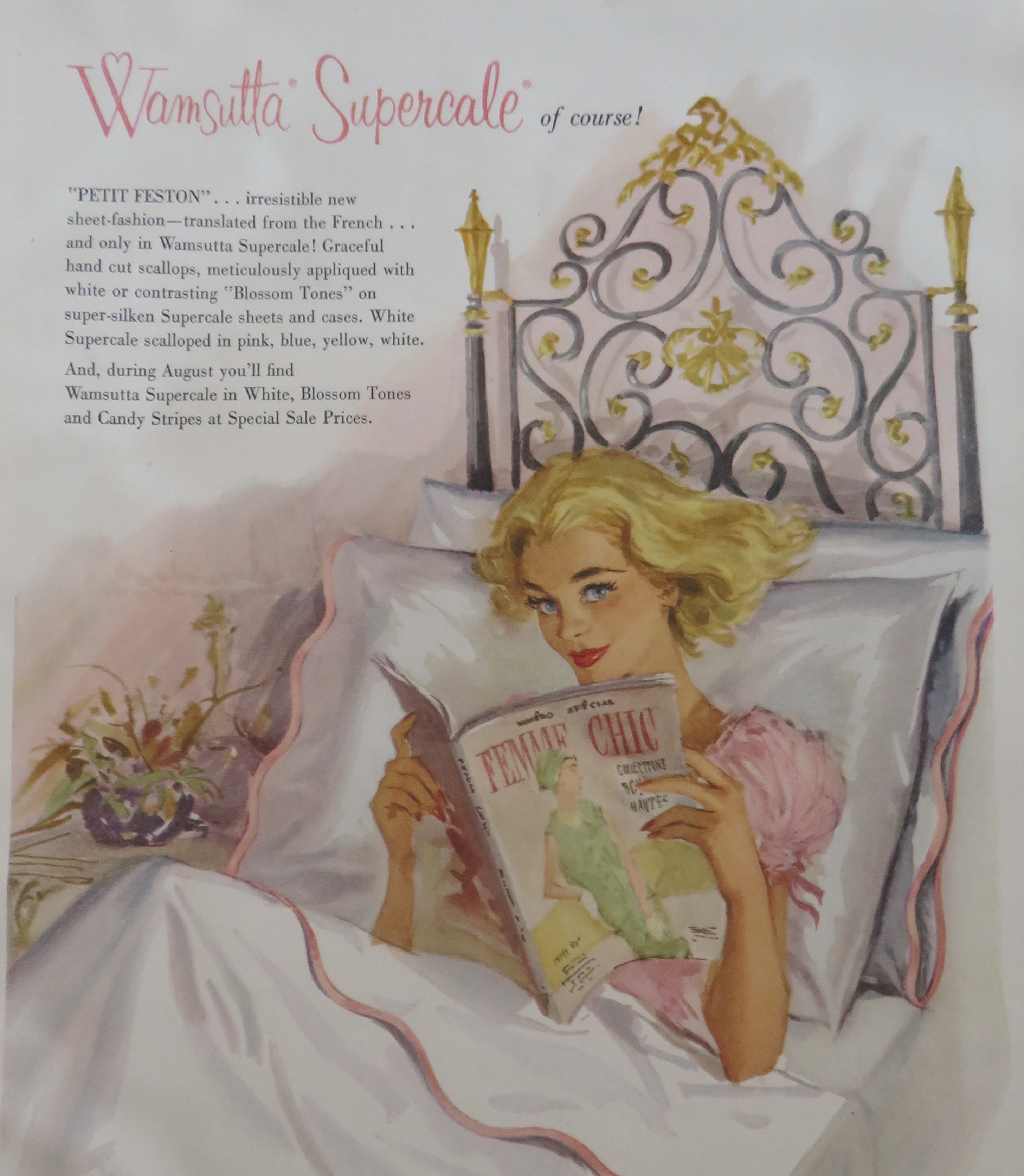 1958 Wamsutta Supercale with Woman in Petit Feston