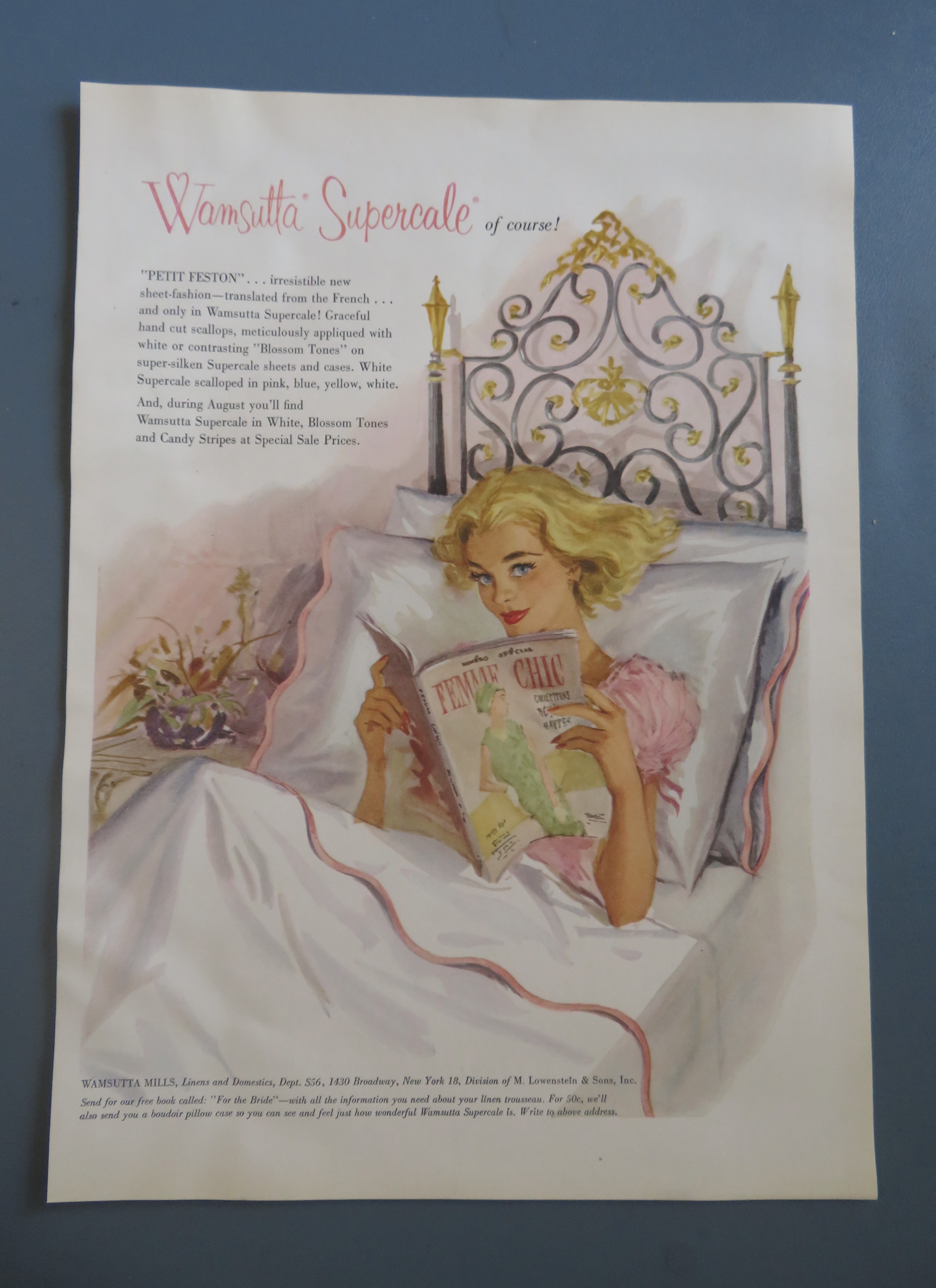 1958 Wamsutta Supercale with Woman in Petit Feston