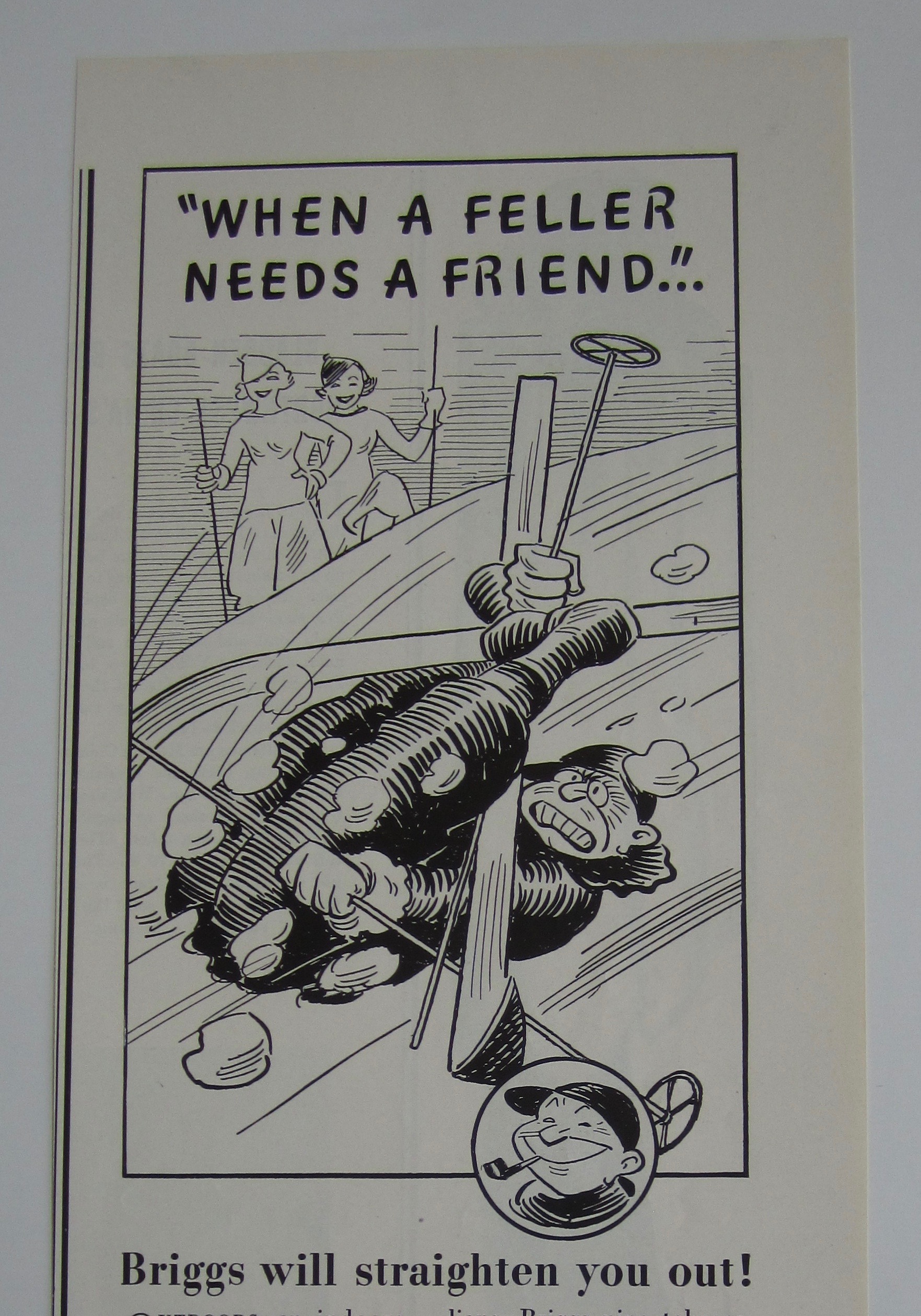 1937 Briggs Pipe Mixture Tobacco with Man Skiing