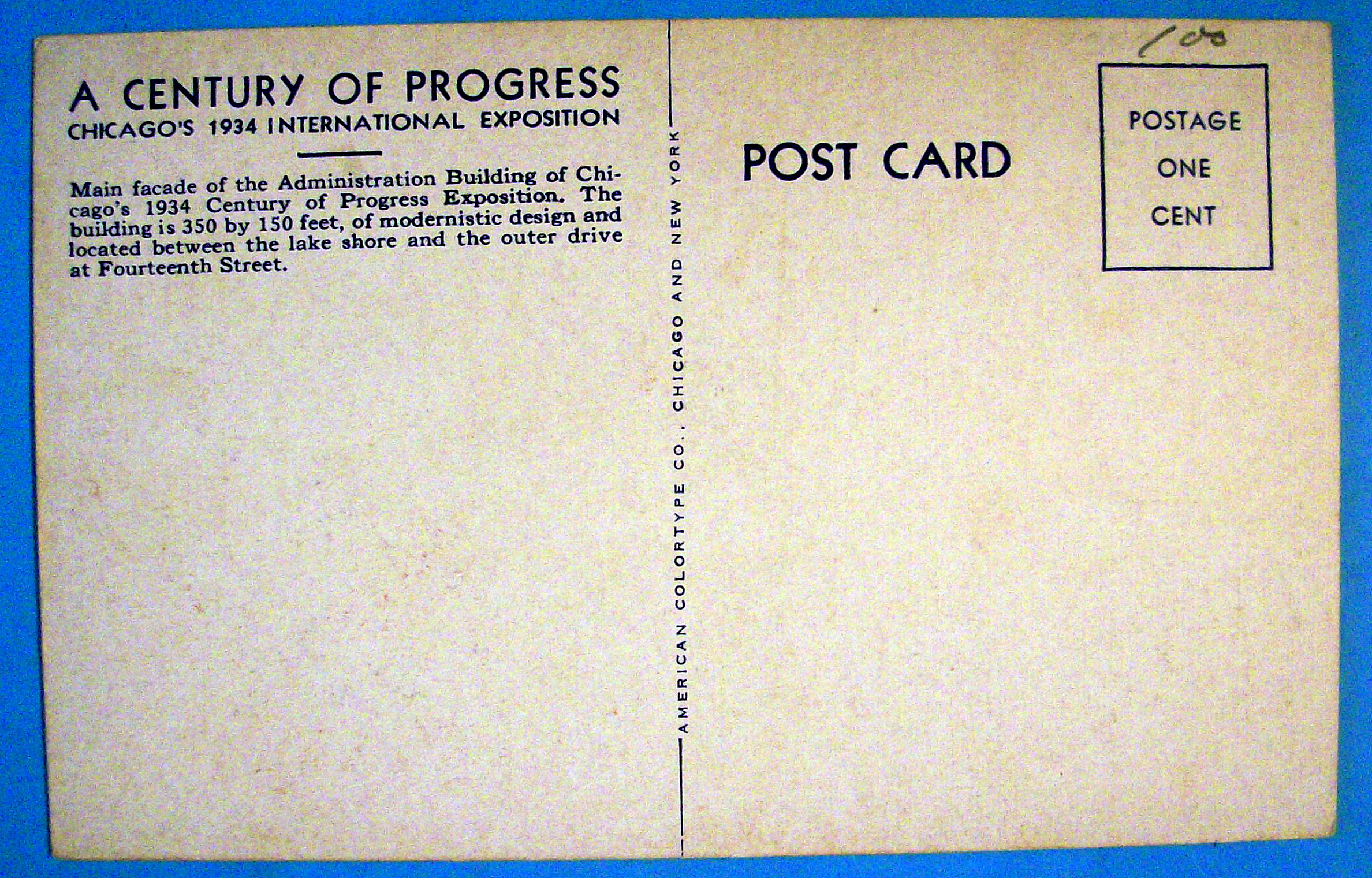 Administration Building Postcard (Chicago World's Fair)