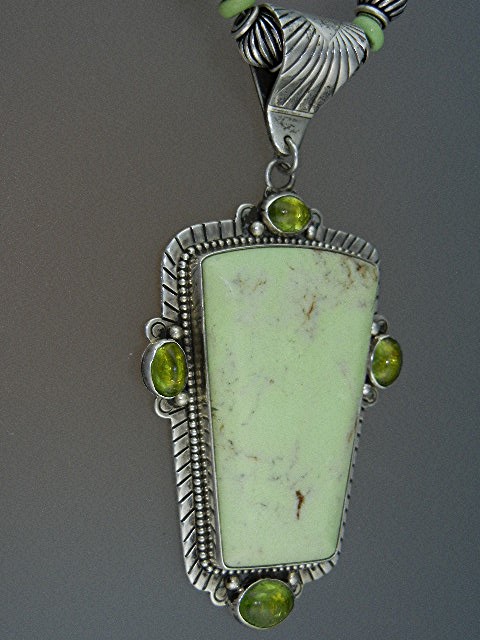 David Troutman Sterling Silver Variscite Peridot Neckla
